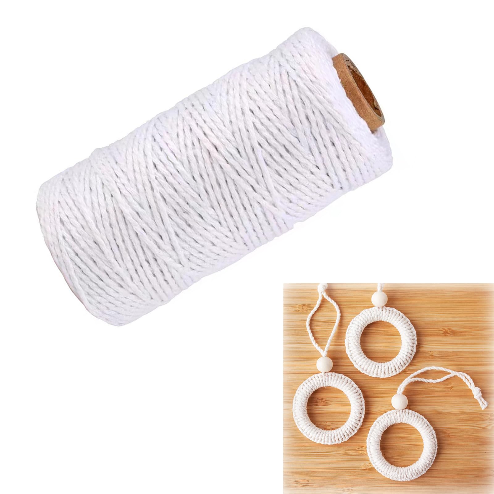 Duomama Cotton Twine String - 328 Ft 2MM for Crafts, Bakers Twine, Kitchen Cooking, Butcher Meat, Roasting, and Gift Wrapping - Versatile and Durable