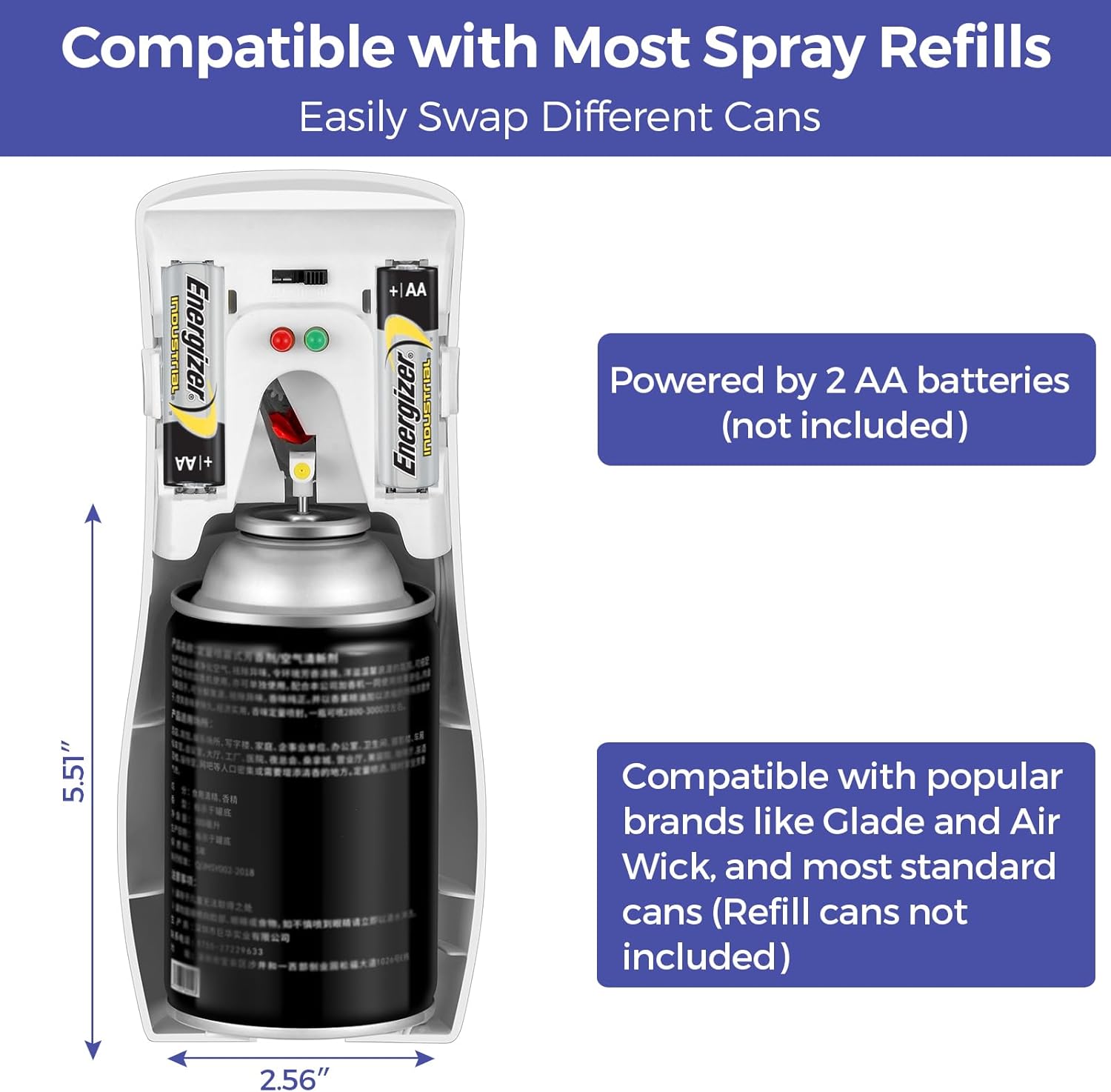 4-Pack Automatic Air Freshener Dispensers, Aerosol Spray Machines, Wall Mounted or Freestanding, Adjustable Timer for Scent Release in Bathroom, Office, Commercial & Home – White