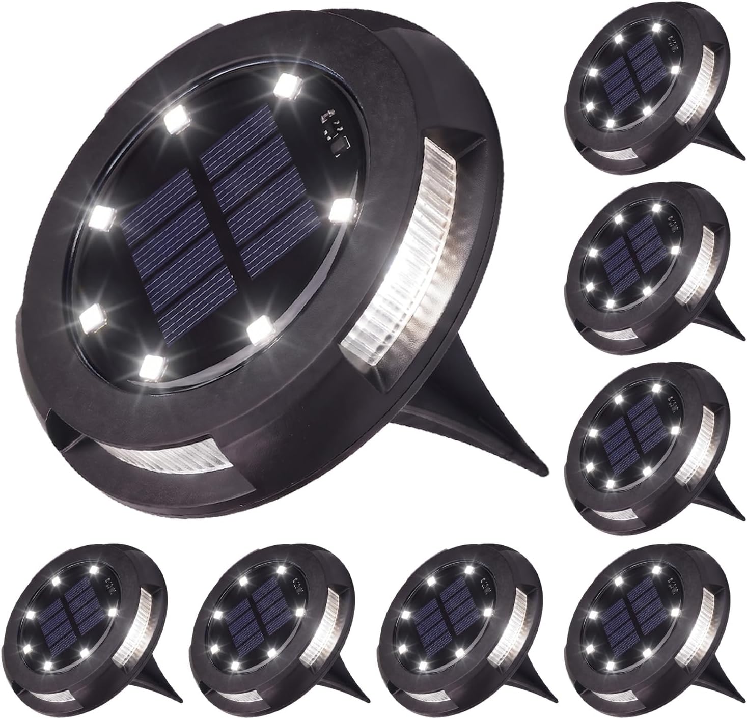 Solar Underground Outdoor Lights IP54 Waterproof, Rechargeable LED Landscape Lighting, 0.2W Solar Panel Black Garden Path Lights for Yard, ETL,UL,CSA | 4.41In IP65 Waterproof Auto Dusk to Dawn Cool White LED Solar Landscape Lighting Walkway Lights for Yard, ETL UL CSA Qulified