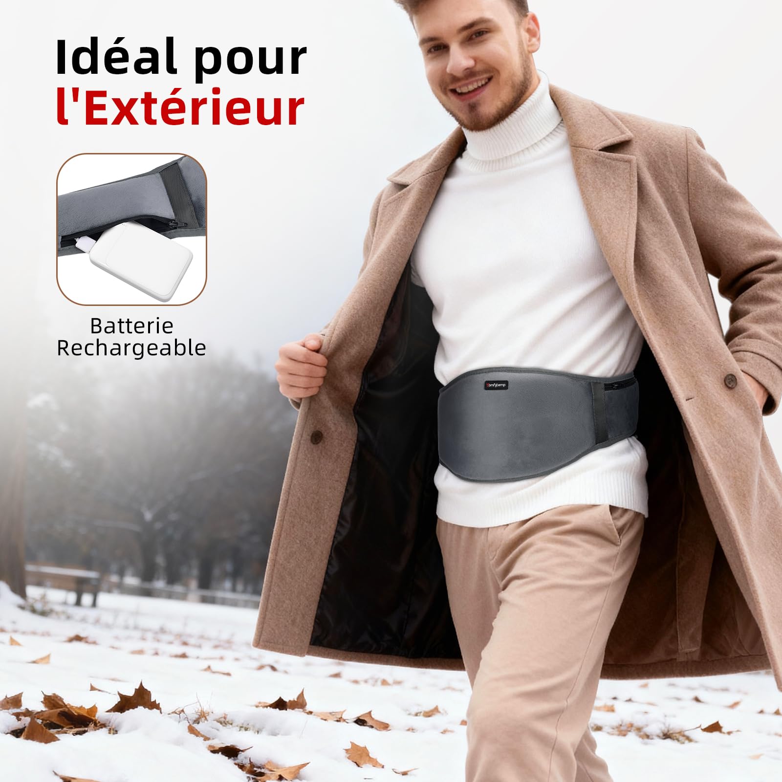 Comfytemp Ceinture Chauffante Lombaire, Coussin Chauffant Pour Dos Sans Fil