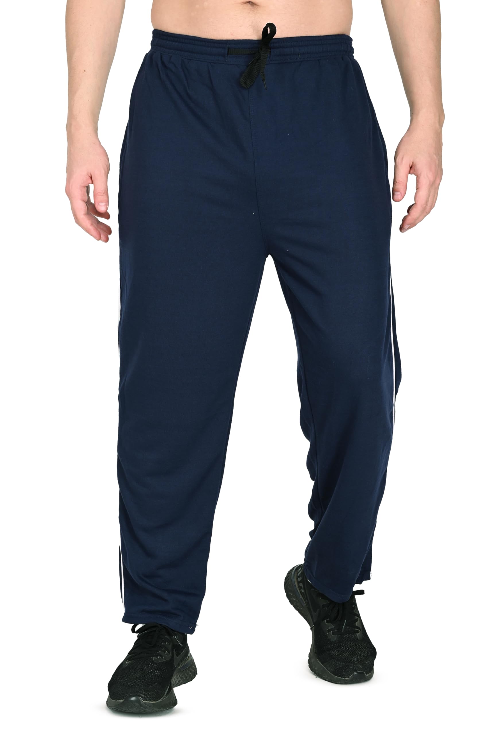 truness Men's Teri Cotton Blend Track Pants, Mid Rise Joggers with Pockets, Regular Fit Side Piping Lower for Gym Sports Workout, Multiple Sizes S-6XL-picture-56