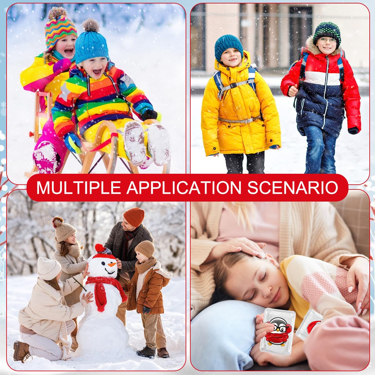 Scaldamani Riutilizzabile, 6 Pezzi Scaldamani Natalizi, Scaldaman-i per Bambini, Scaldaman-i Piegati Scaldatasche, Mini Riscalda Mani Gel Portatile, Regali Natalizi Invernali per Bambini Adulti