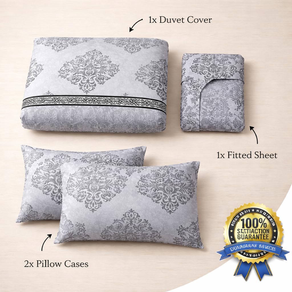 K&A® Luxury 4 Piece Duvet Set, Luna Grey, Super King - Image 2