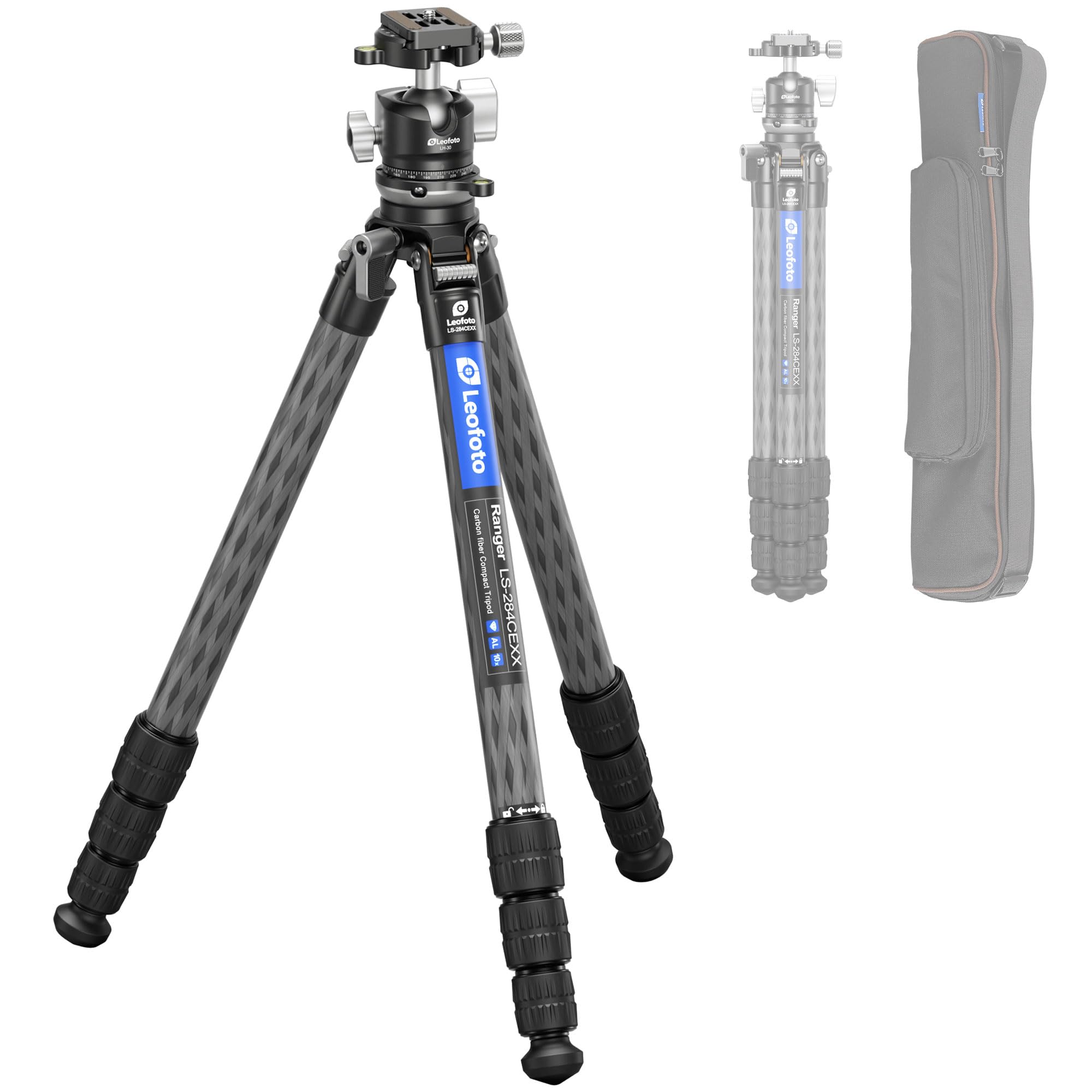 LEOFOTO Carbon Fiber Tripod with Leveling Base for Camera, 360° Rotating Ball Head, 1/4"…