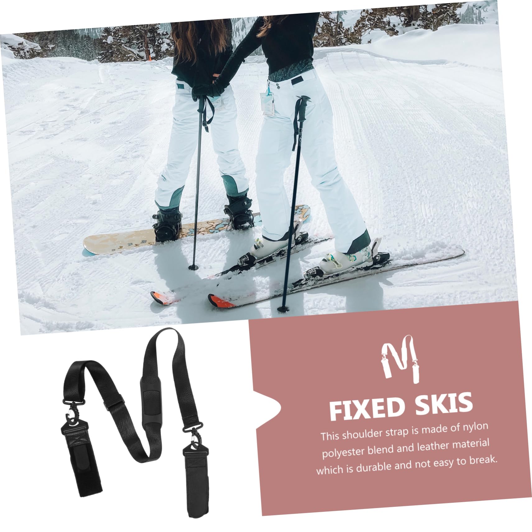 BESPORTBLE Tracolla per Snowboard Cinturino a Cinghia Porta Bastoncini da Sci Scarponi da Snowboard Scarponi da Sci Cinghie per attacchi da Snowboard Tracolla per Sci Pelle Grey
