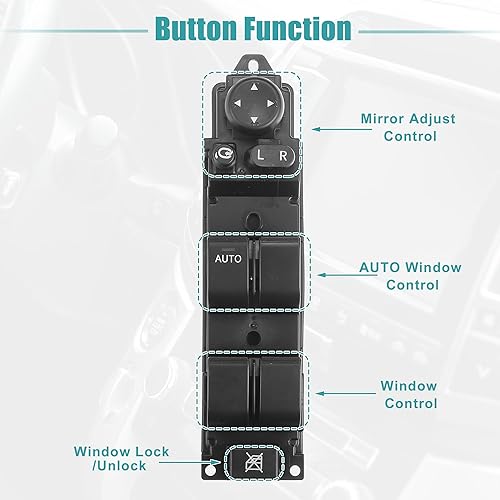 Miniatura 4 de ACROPIX Interruptor de elevalunas eléctrico delantero izquierdo del lado del conductor para Mazda 2 M2 2007-2013 No.DF7466350B - Paquete de 1 negro
