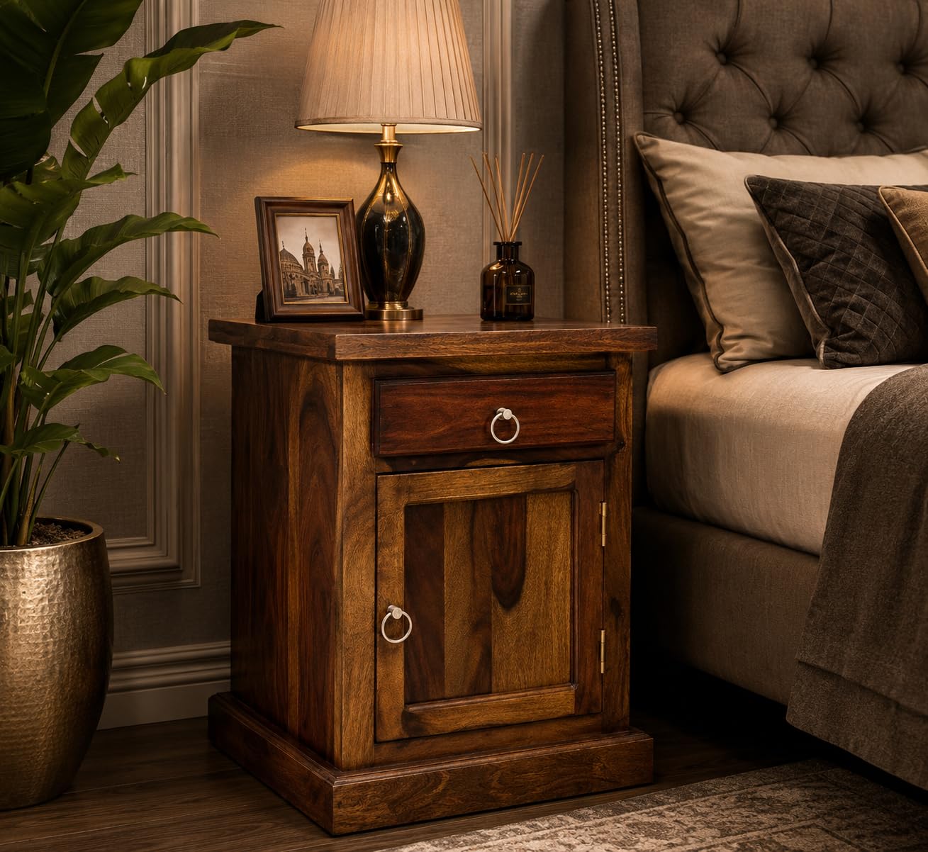 ROOTWOOD A Beautiful Pure sheesham Wood Bedside Table for Bedroom, Living Room (Brown)-image-25