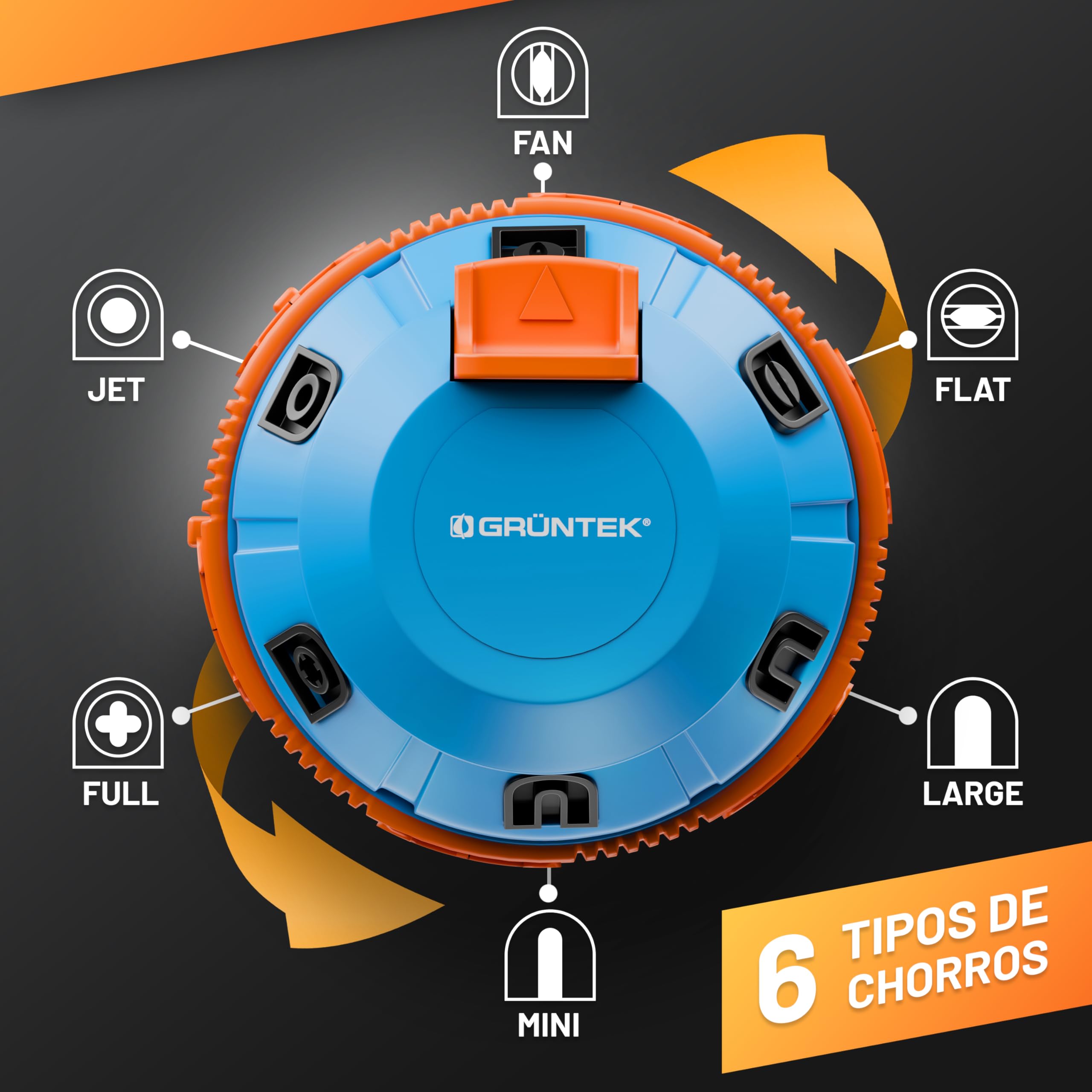 GRÜNTEK Aspersor de Riego Césped Aspersor Giratorio Automatico 360° Sectorial con Estaca de Metal - Regador Circular Riego Jardines Grandes Superficies - Alcance máximo 12.5 M