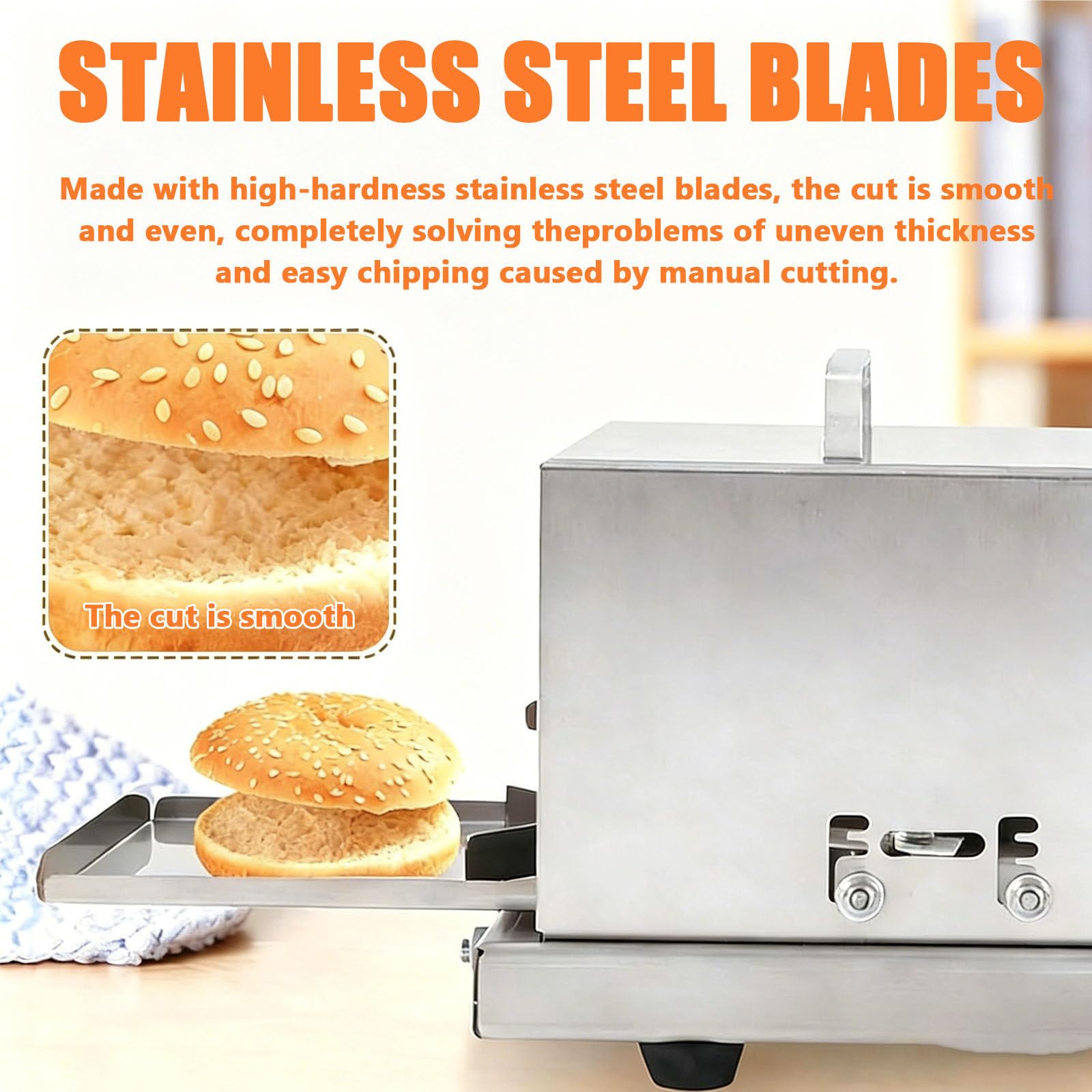 Affettatrice Professionale per Pane e Bagel, affettatrice Professionale per panini da Hamburger con 4 spessori Regolabili, affettatrice per panini da Hamburger per Catering