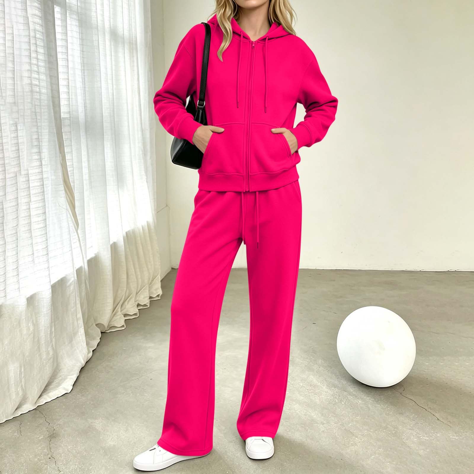 Conjunto Deportivo Mujer,Chandal Mujer de Manga Larga y Pantalón Ancho
