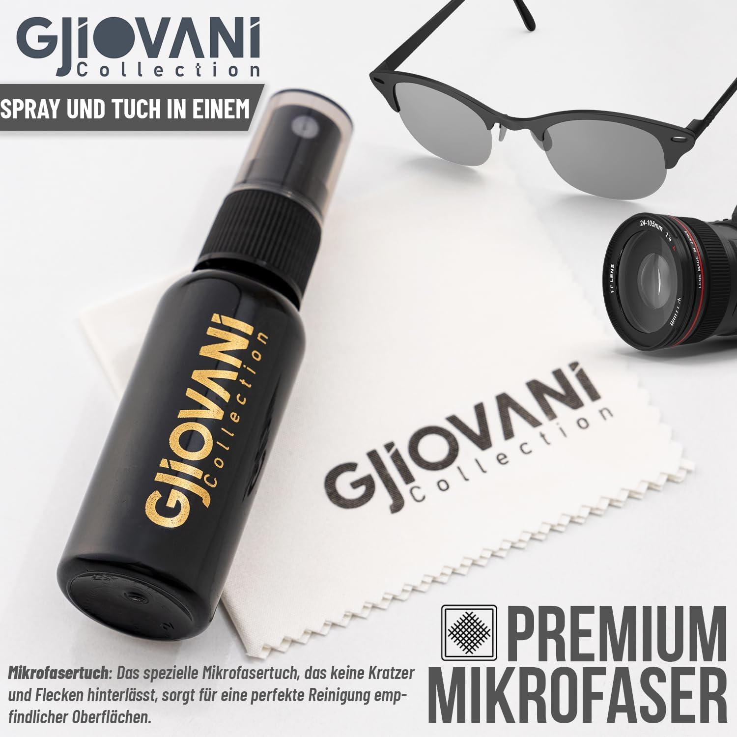 Juego de 12 limpiadores de gafas, spray limpiador de gafas y spray de limpieza con paño de microfibra, sin rayas, sin alcohol, antivaho, spray de limpieza para gafas y pantalla, 30 ml cada uno