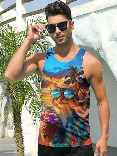 Miniatura 4 de RAISEVERN Camisetas sin mangas para hombre, camisetas sin mangas de verano, camisetas de entrenamiento, camisetas deportivas de playa