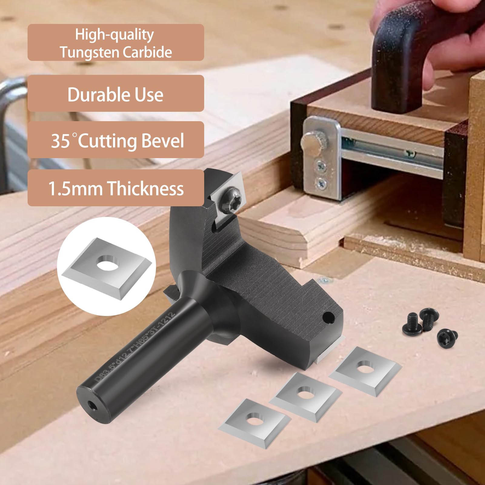 Punta Per Router CNC DARTOTEK Per Appiattimento Lastre – Diametro 50 Mm, Codolo 12,7 Mm – Con 3 Inserti In Carburo