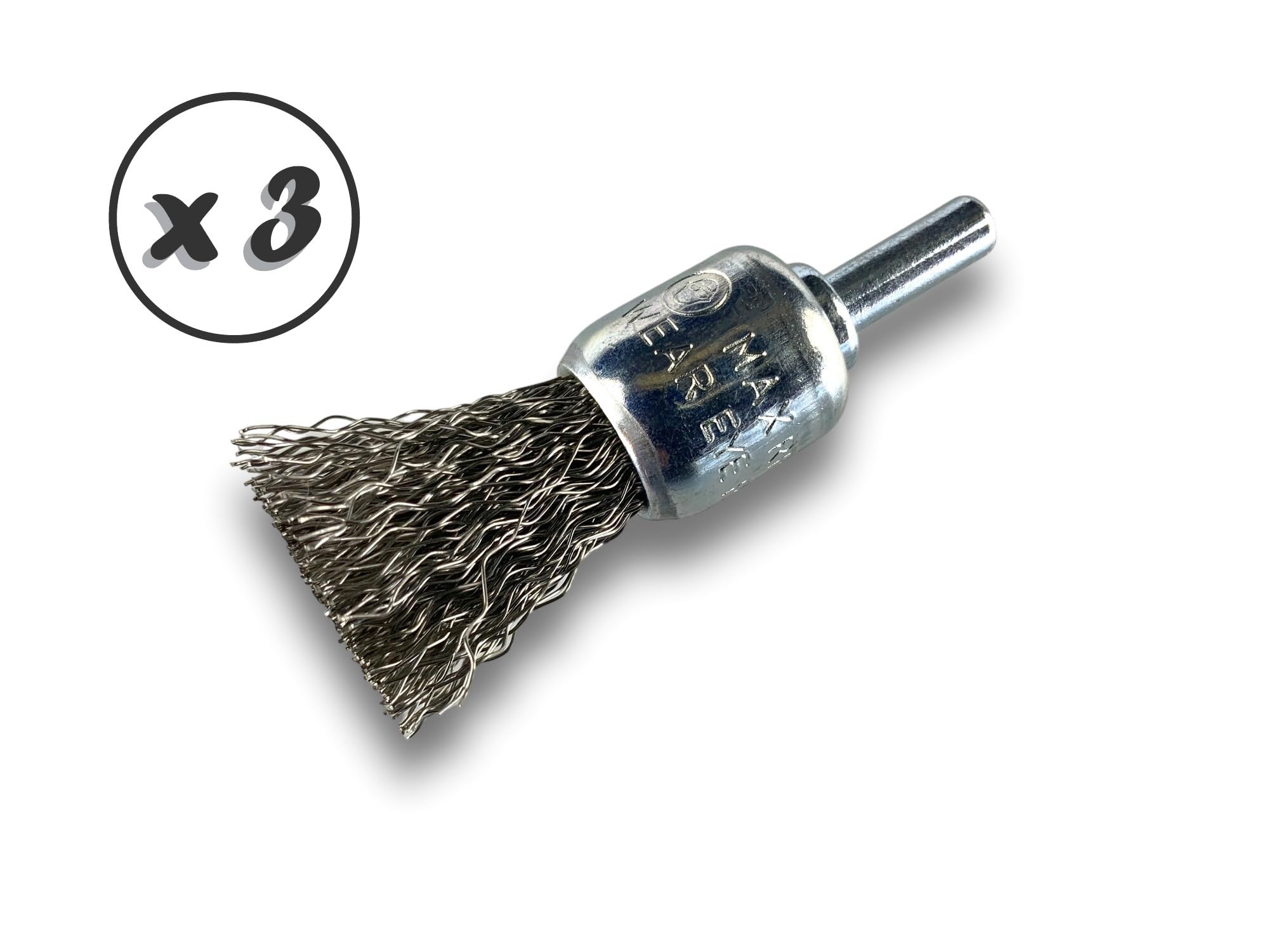 Kibros Lot 3 brosses en bout pinceau tige Ø 6 mm fil inox dur Ø 18 mm