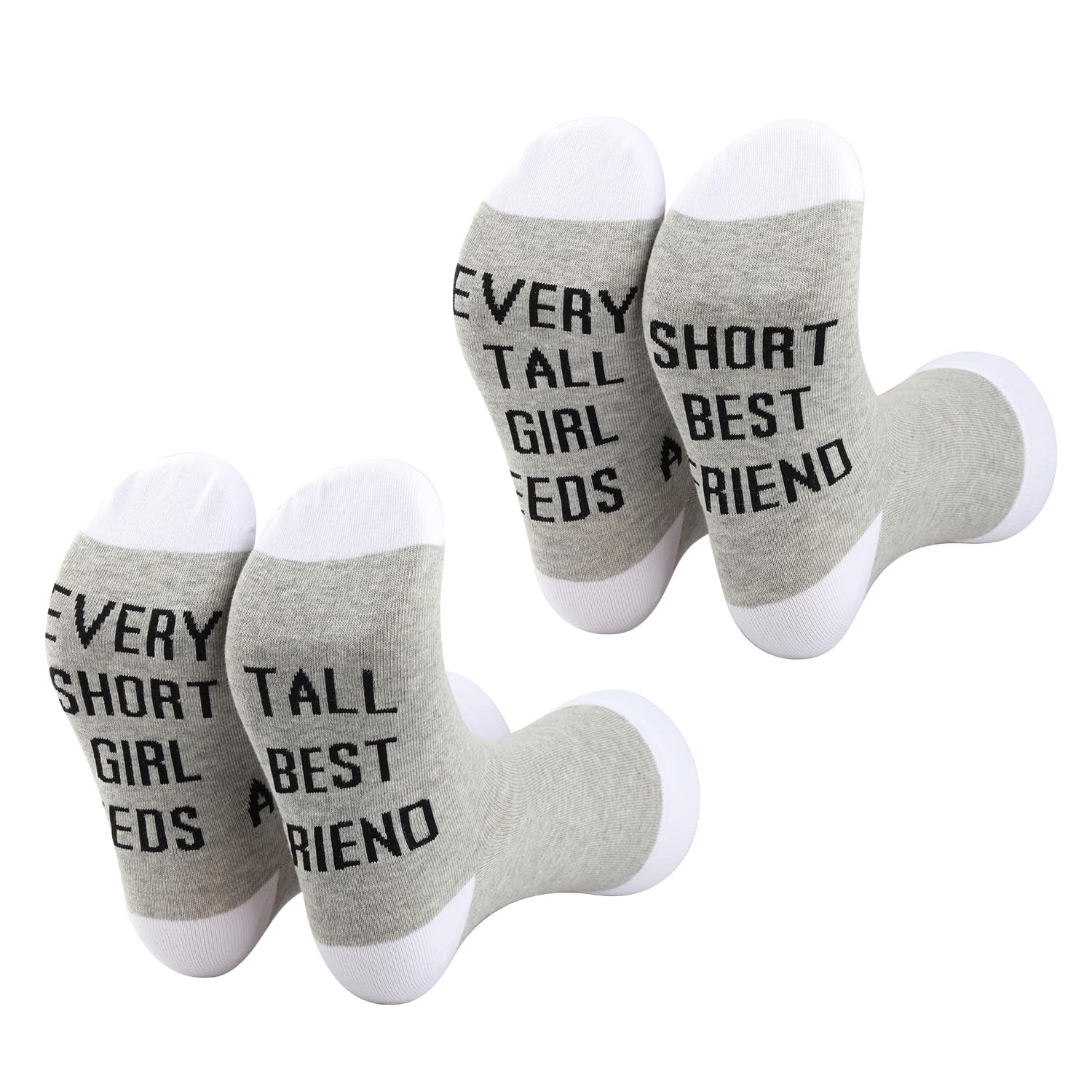 PLITIEvery Short Girl Needs a Tall Friend Gifts 2 Pairs Funny Short Tall BFF Matching Socks For Short Tall Bestie