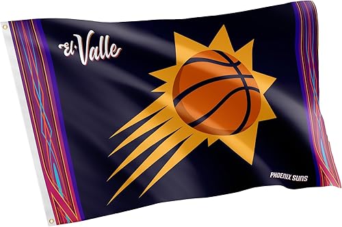 Desert Cactus Bandera de los Phoenix Suns NBA 100% poliéster para interiores y exteriores, 3 x 5 pies, banderas del equipo de la Asociación Nacional