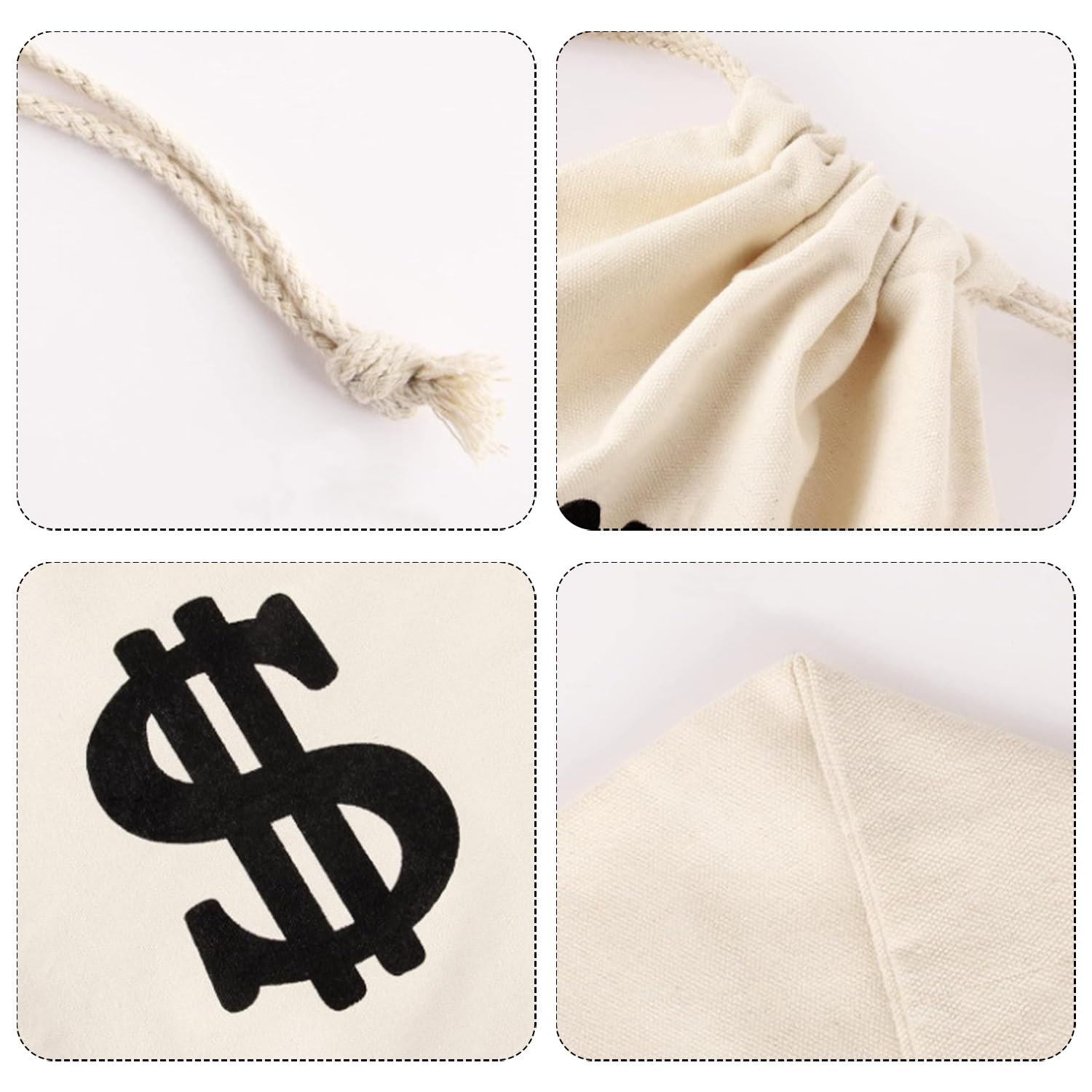 4 Pezzi Tasche per Coregne, Borse di Stoccaggio di Grandi Dimensioni, Borse di Stoffa da Cartello in Dollari, Oggetti di Scena per Le Prestazioni.
