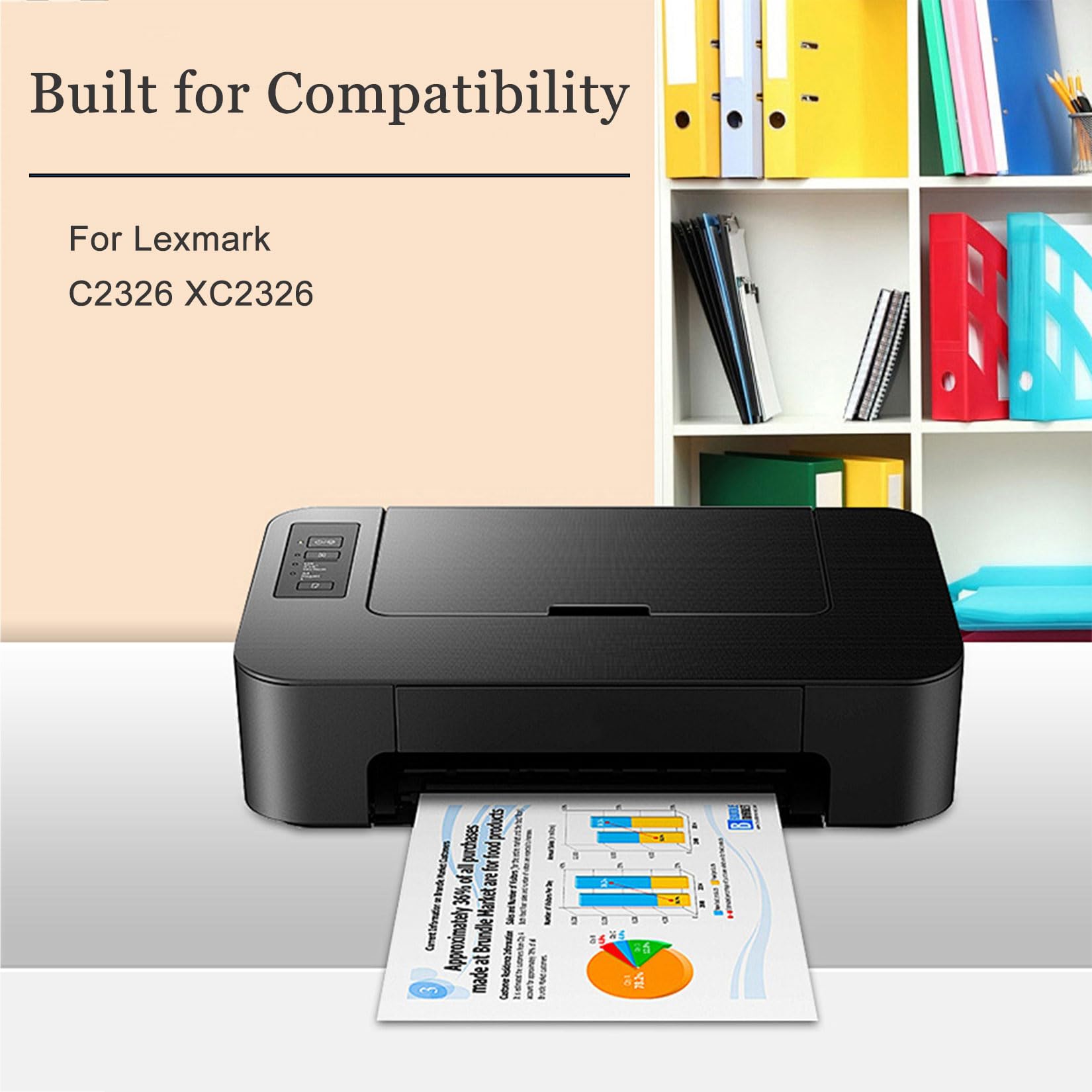 C2326 Cartuccia Toner Senza Chip Compatibile Per Lexmark C2326 XC2326 Stampante, Toner Ad Alta Resa 5500/6000 Pagine,Cyan-1 Pack