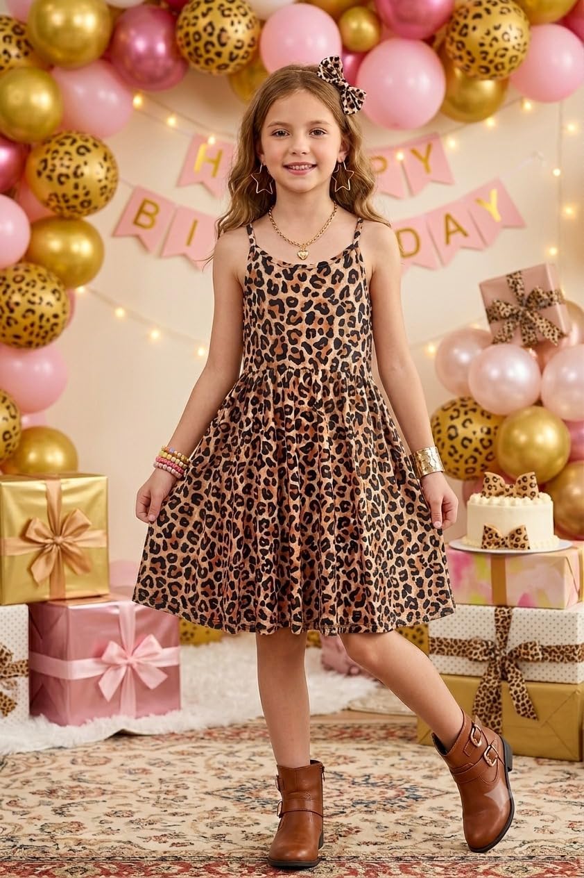 Funnycokid Girls Dress with Cardigan for 5-12 Years 2 Piece Outfits