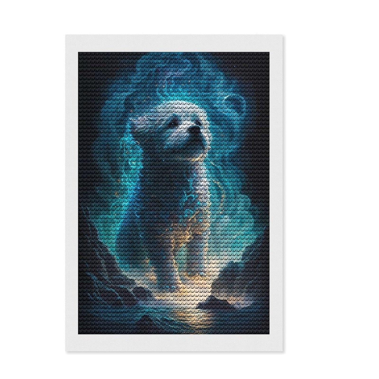 Junmoney Bichon Frise Dog Diamond Painting Set 8"x12", Relaxing DIY Hobby, Simple to Start, Aesthetic Room Decor, Gift Idea, Easy to Enjoy
