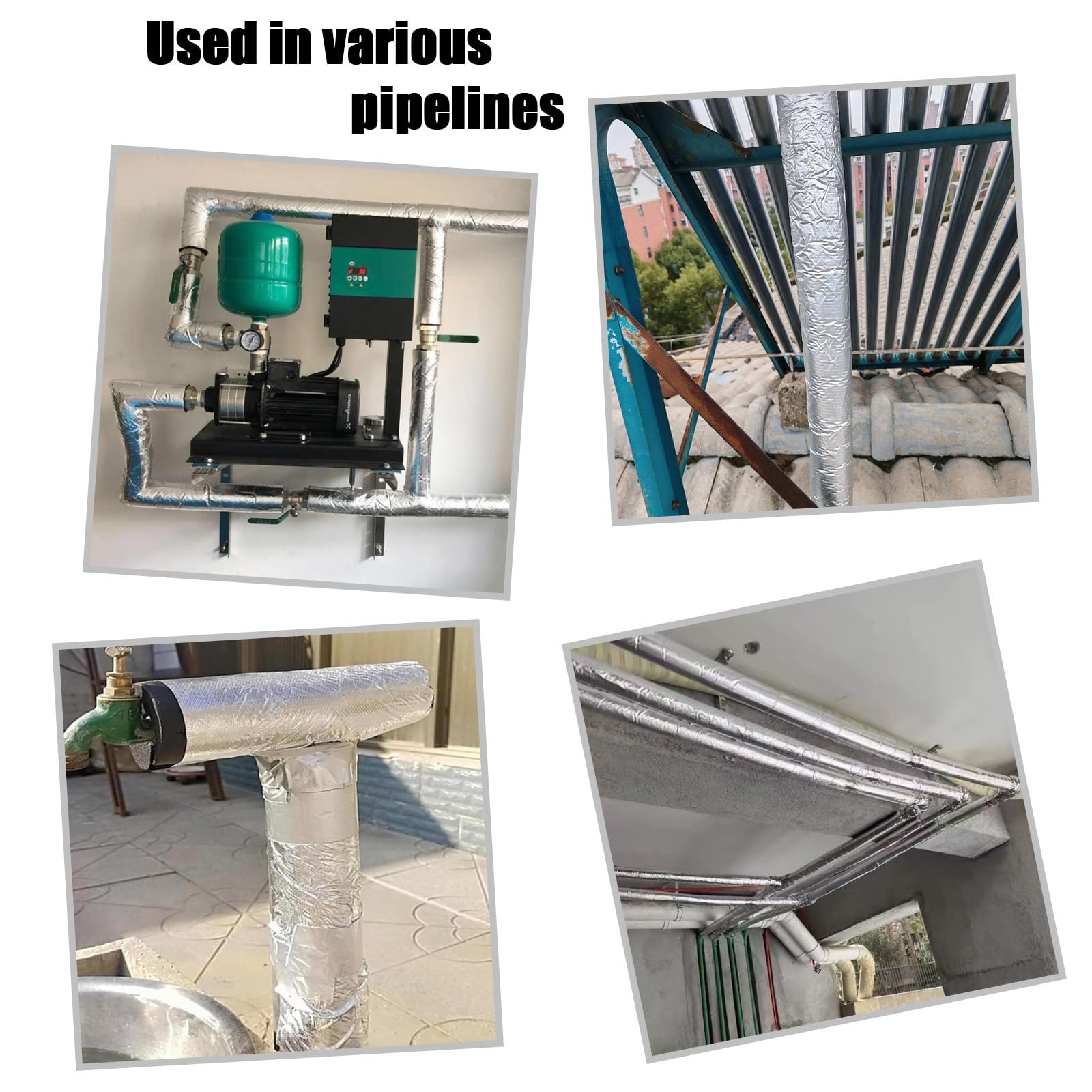 Tubo aislante de protección contra heladas de 0,9 m para uso en exteriores, funda de aislamiento de papel de aluminio para aire acondicionado, cubiertas industriales de agua caliente y fría (10 mm x