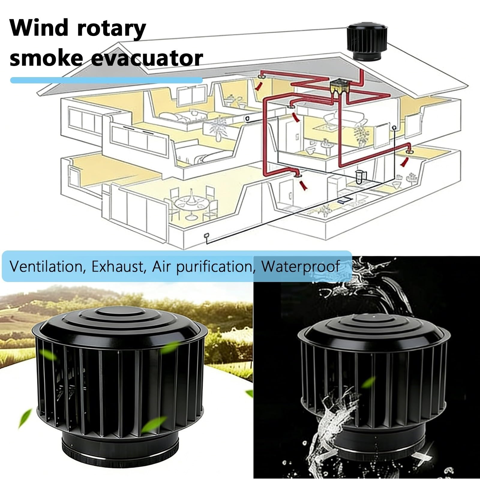 Wentylator dachowy ze stali nierdzewnej, odpowietrznik turbiny wiatrowej bez zasilania, wytrzymały, odporny na warunki atmosferyczne, do zastosowań przemysłowych, komercyjnych, gospodarstw