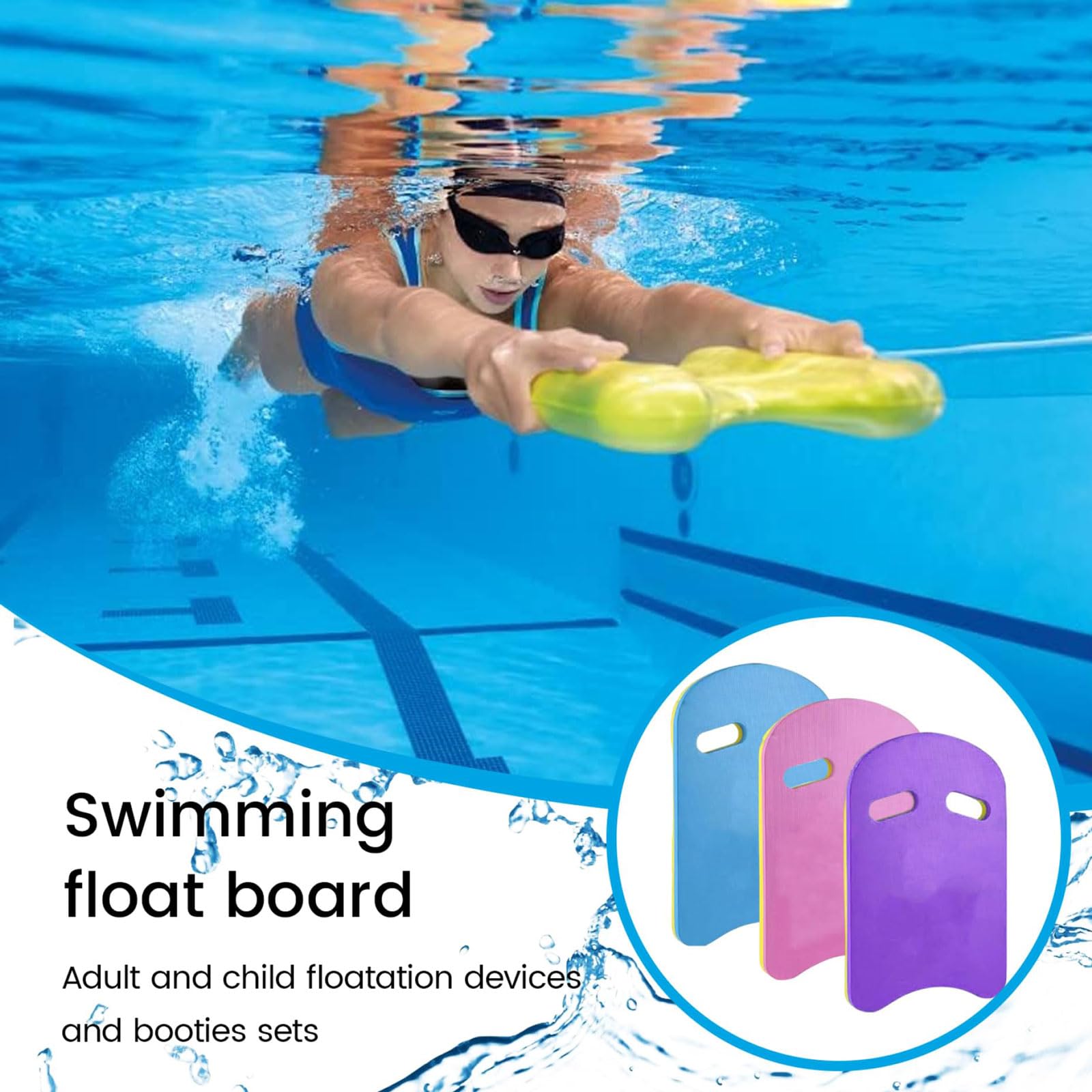 Juego de 3 Tabla de Natación para Adultos Placa Flotante de Natación de Alta Flotabilidad con Asas Tabla de flotabilidad de Espuma EVA en Forma de U para el Entrenamiento y Aprendizaje de la Natación