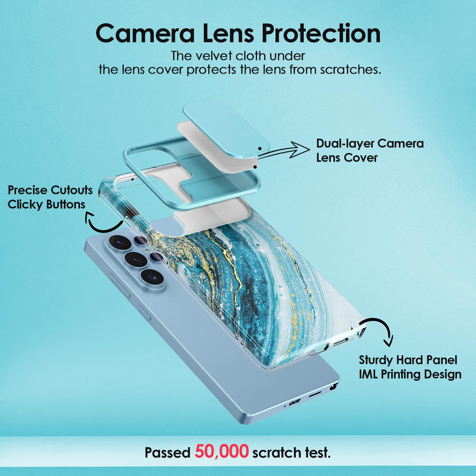 SHEDEER Cover per Samsung S26 Ultra,Copricamera scorrevole & Proteggischermo，Custodia Samsung S26 Ultra,Stile lucido con disegno, Anticaduta e leggera, Adatto a S26 Ultra 6.9 pollici（Bleu Étoilé）