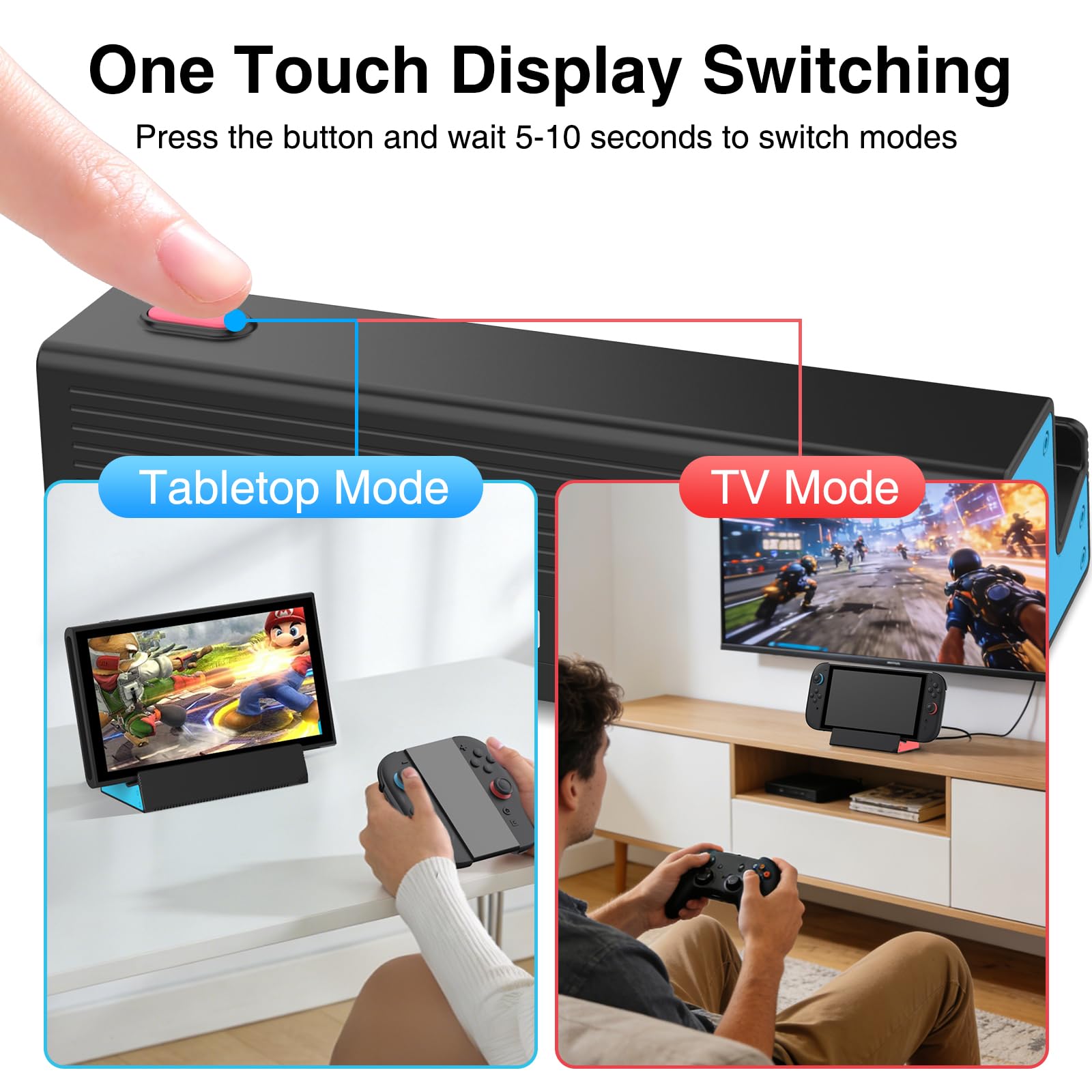 HEIYING TV Docking Station für Nintendo Switch 2/Switch OLED, Tragbarer TV Dock Ladegerät Ständer mit 4K HDMI Adapter/USB Port/Typ C Ladegerät Port