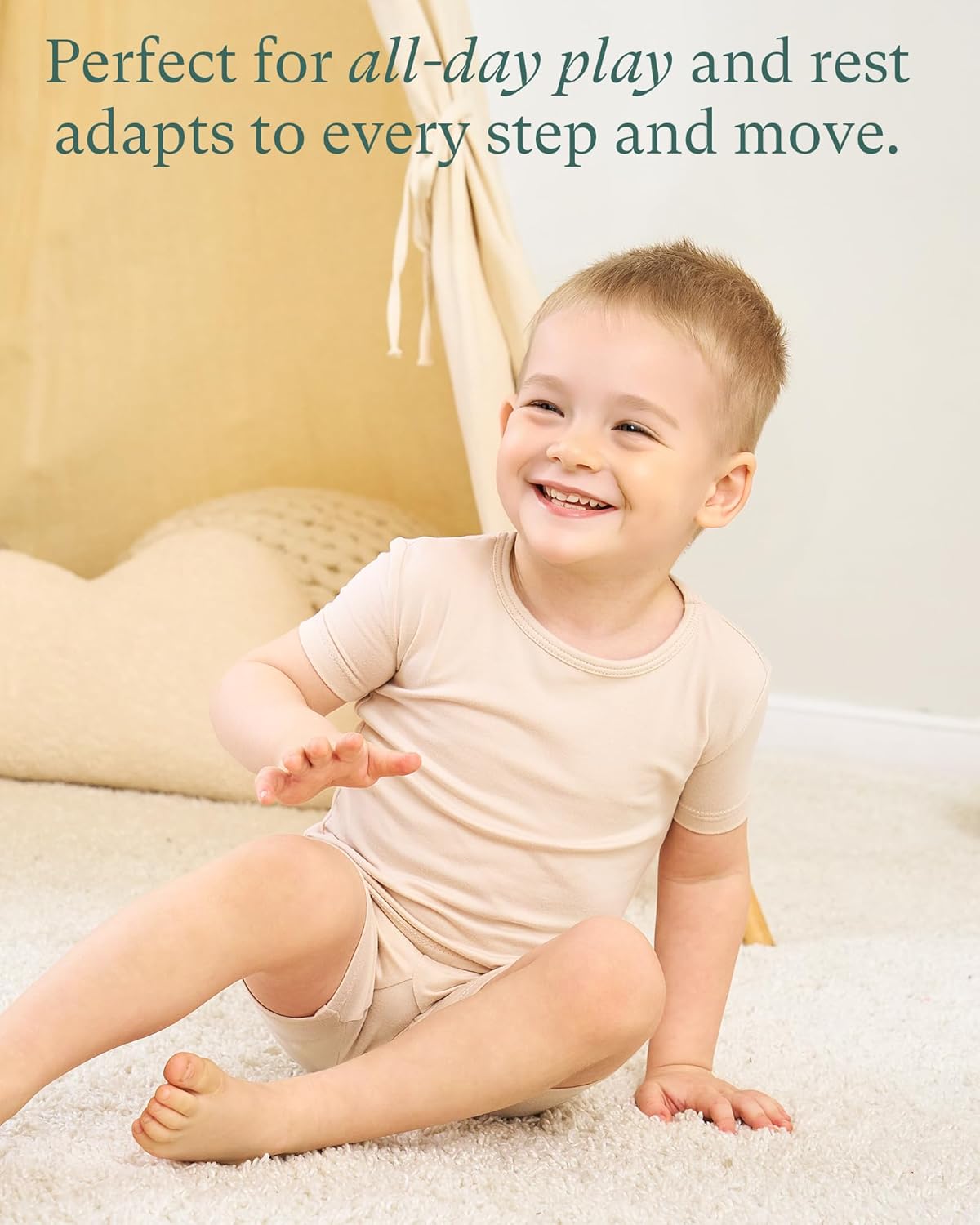 SuperSoft Short Sleeve Toddler Pjs Set, 4-Piece Bamboo Viscose Unisex Sleepwear, Baby Boys Girls Sung Fit Summer Clothes - Image 5