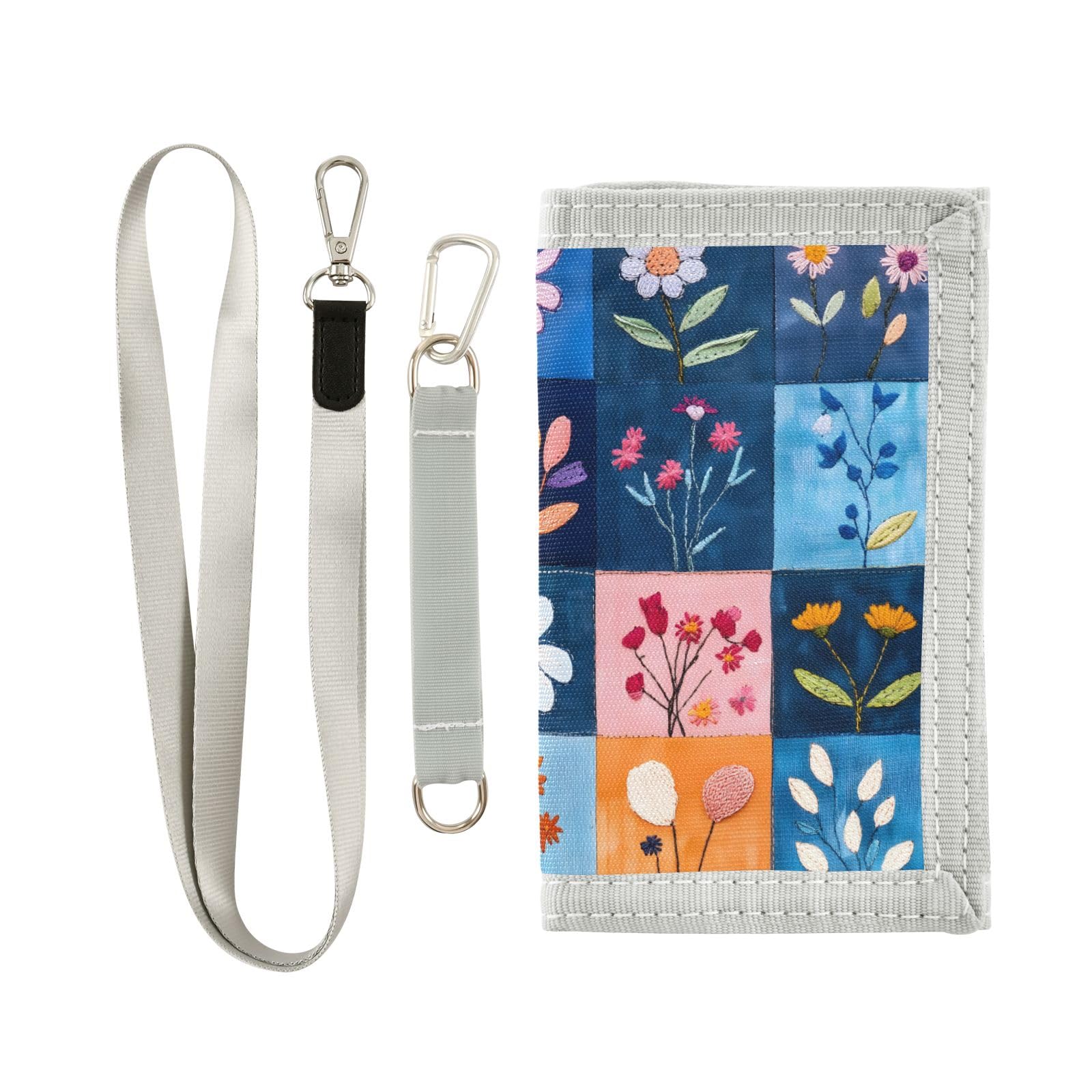 ALAZA Kids Wallets for Boys Girls Toddler Trifold Wallet Children Small Patchwork Flower with Zipper Coin Pocket