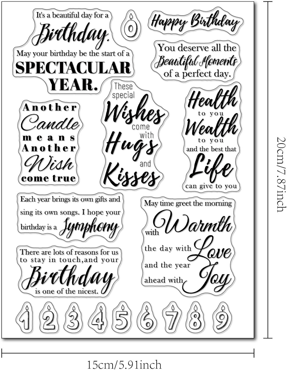 4sheets/lot Birthday Sentiment Clear Stamps for Card Making and Journaling,Sentiment Silicone Stamps Happy Birthday Sayings Rubber Stamps for Gift Tags Paper Crafting Scrapbooking Decor