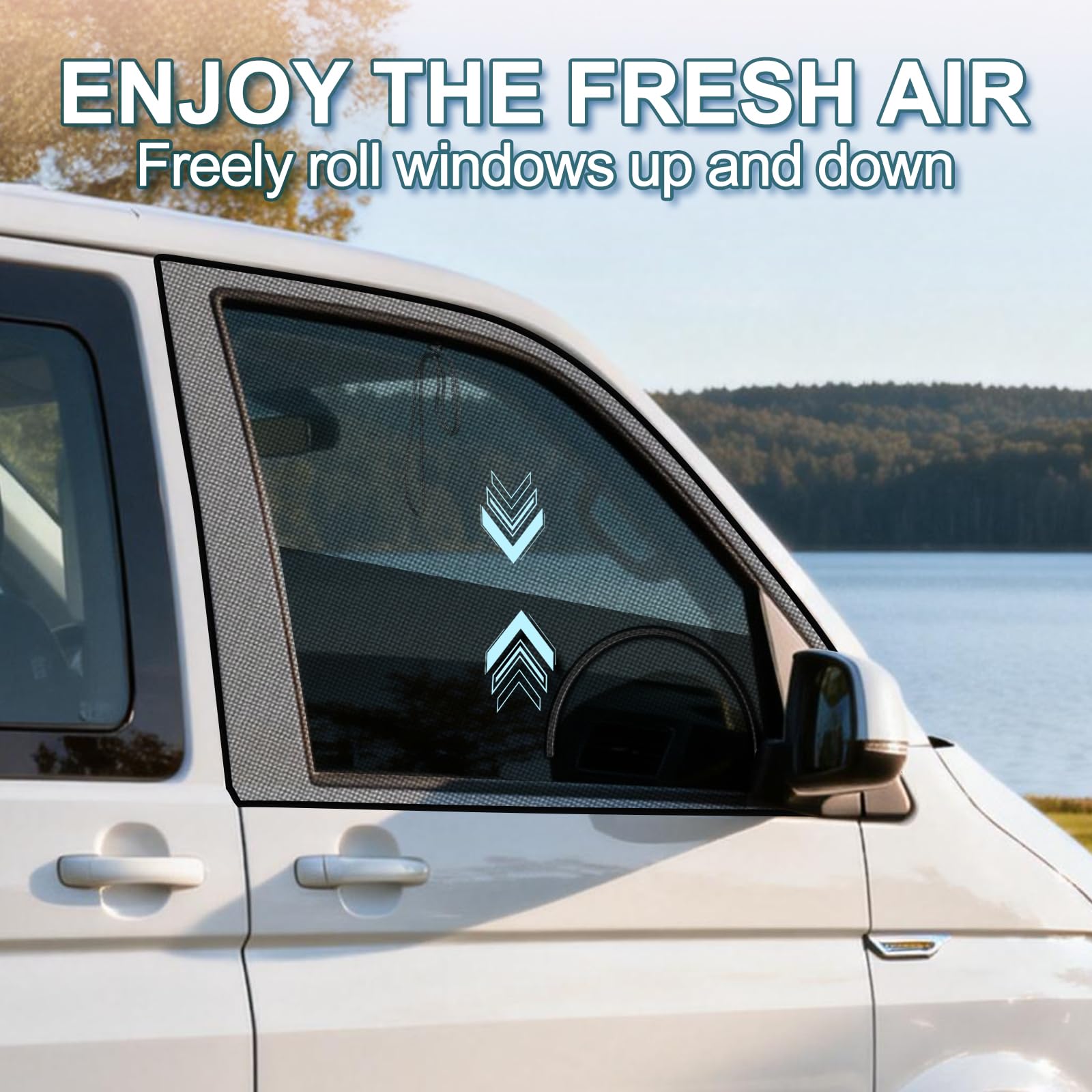 Mosquitera Magnética Ventanas Lateral Delanteras para VW T4 T5 T6 Camper | Mosquitera para Coche, Red Anti Insectos, Excelente Transpirabilidad, Protección Solar y UV, Ideal para Camping y Camper