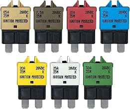 Manual Reset ATC/ATO Multipack 5A, 7.5A, 10A, 15A, 20A, 25A, 30A Circuit Breaker Fuse for Automotive Marine Boat Car Truck RV Audio Battery Protection | Low Profile (Multi Pack)