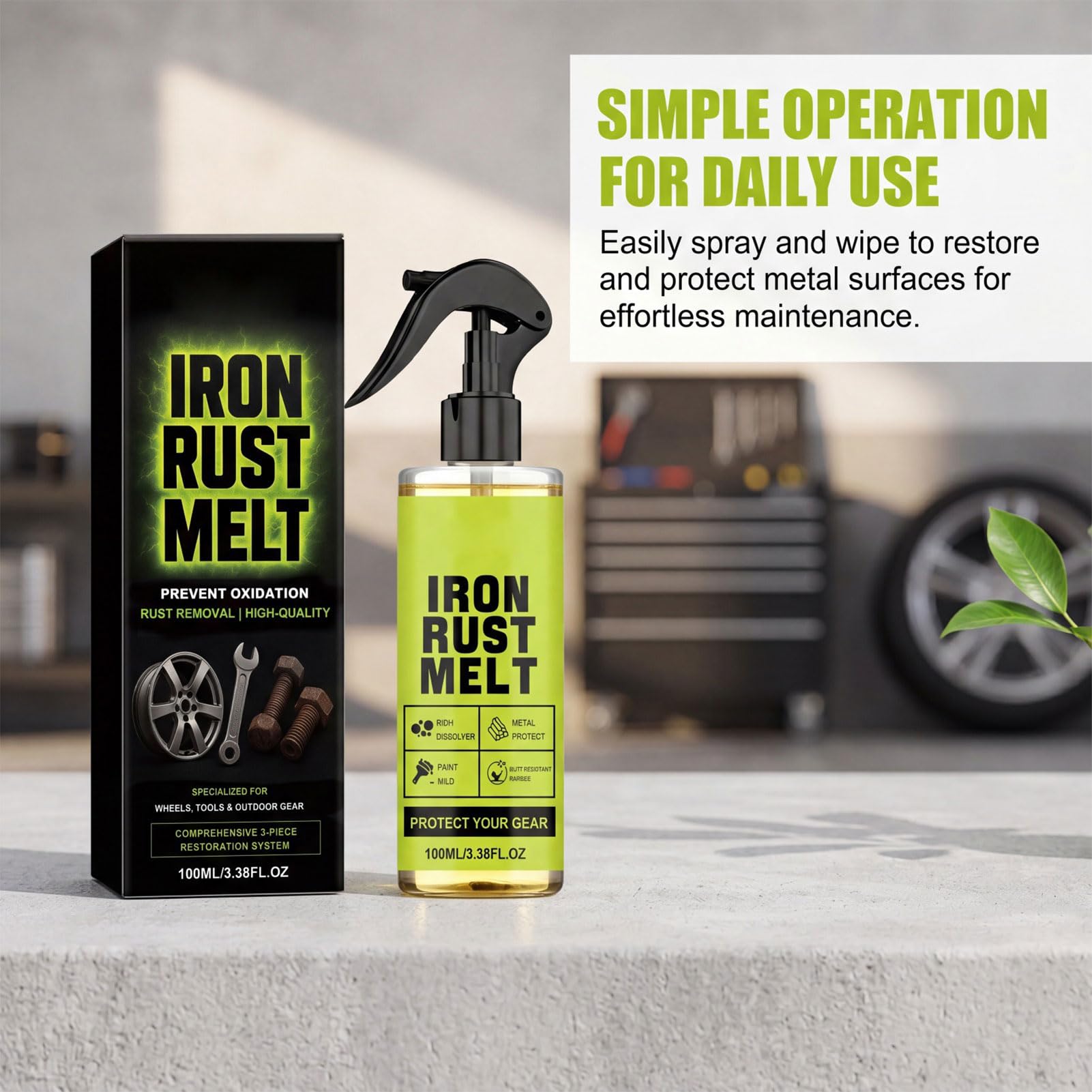 Iron Rust Melt Spray – Rostlöser Für Metall, Schnell Wirkendes Spray Zur Rostentfernung, Eisenoxid-Reiniger Für Felgen, Werkzeuge, Stahlteile, Maschinen Und Outdoor-Ausrüstung (3Set)