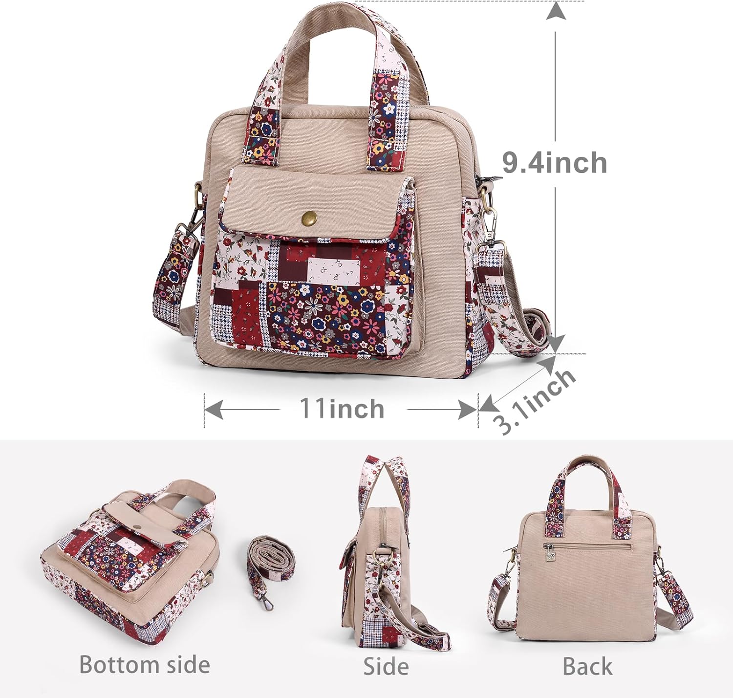 Black Butterfly Premium Canvas Shoulder Bag, Top Handle for Women, Lightweight Handbag, Small Style Crossbody - Image 3