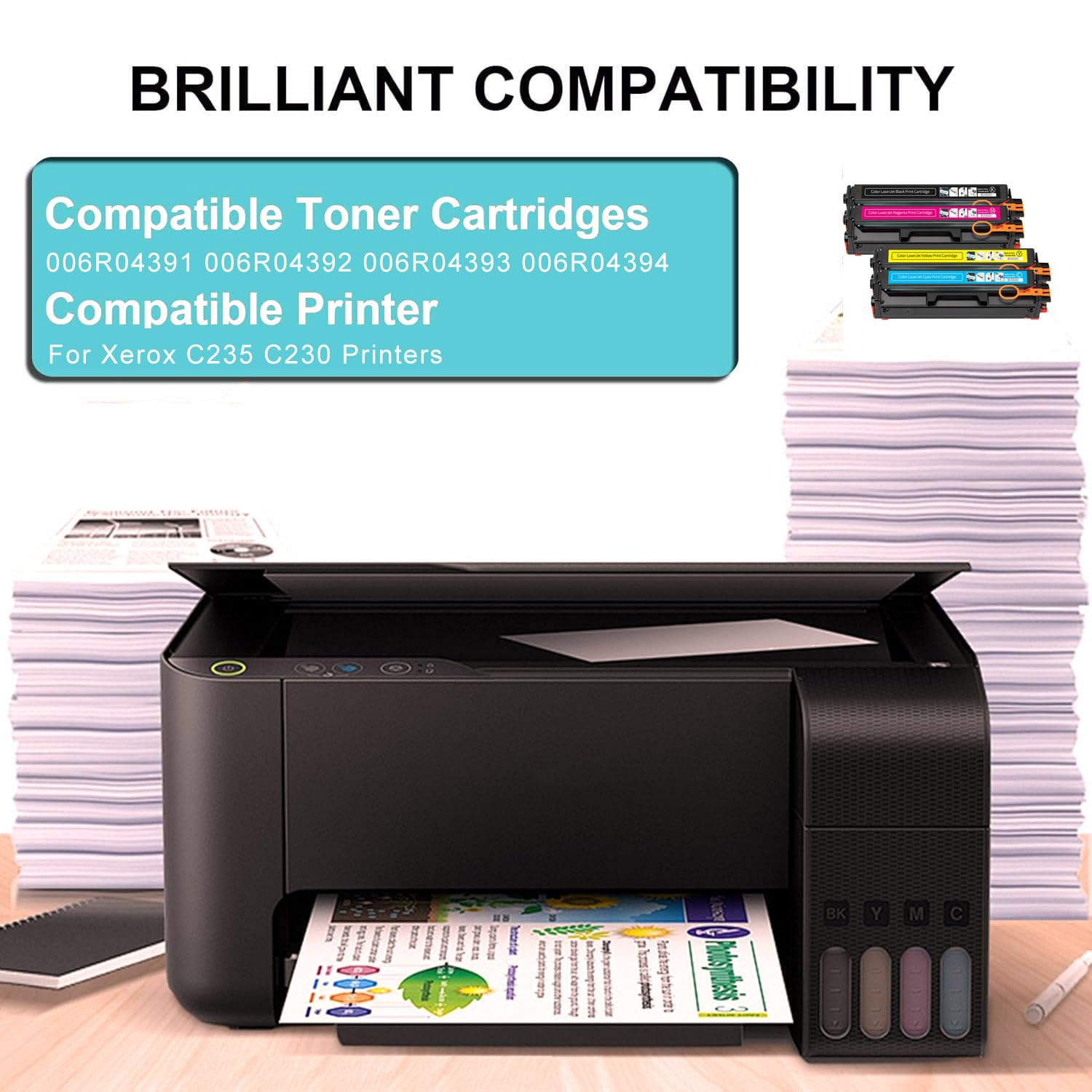 C230 C235 Cartucho De Tóner De Repuesto para Impresora Xerox C230/C235 Negro Cian Magenta Amarillo Tinta De Alta Capacidad para Tóner 006R04391 006R04392 006R04393 006R04394,Magenta-1 Pack