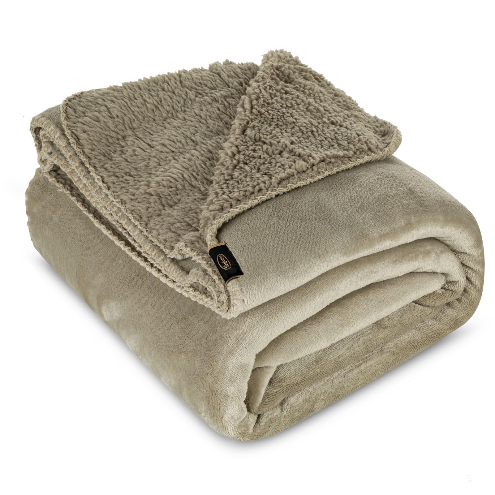 Eurofirany Manta de Forro Polar de Peluche, Manta cálida para el salón, para sillón, Manta Suave para sofá, Manta de Invierno, Manta acogedora (Beis,