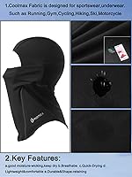 Vista 2 de Pasamontañas de esquí, tela American Coolmax, especialmente diseñada para deportes al aire libre, protección UPF 50+ de secado rápido