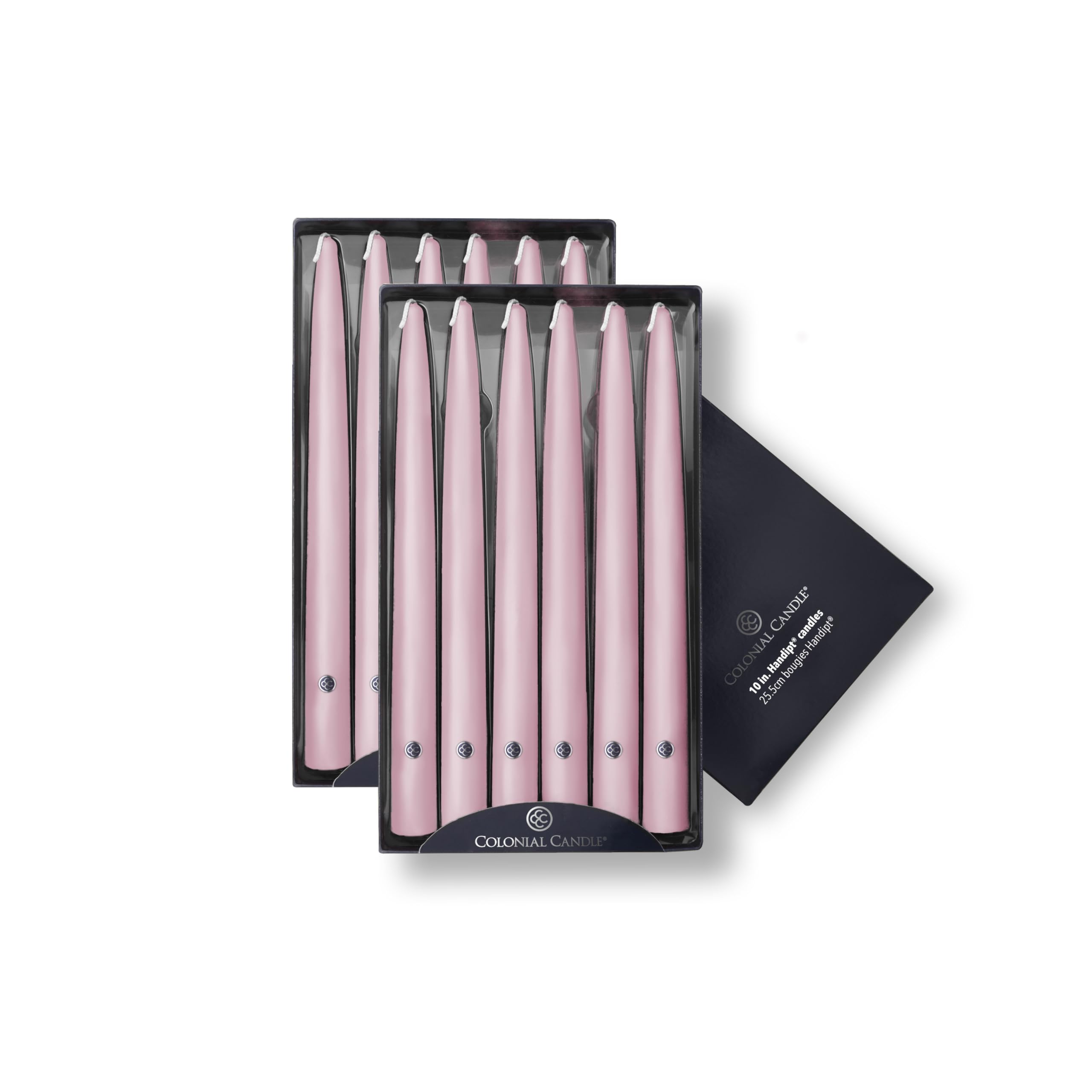 Colonial Candle Unscented Taper Candle, Handipt Collection, Persian Pink, 10 in, Pack of 12 - Up to 8 Hours Burn