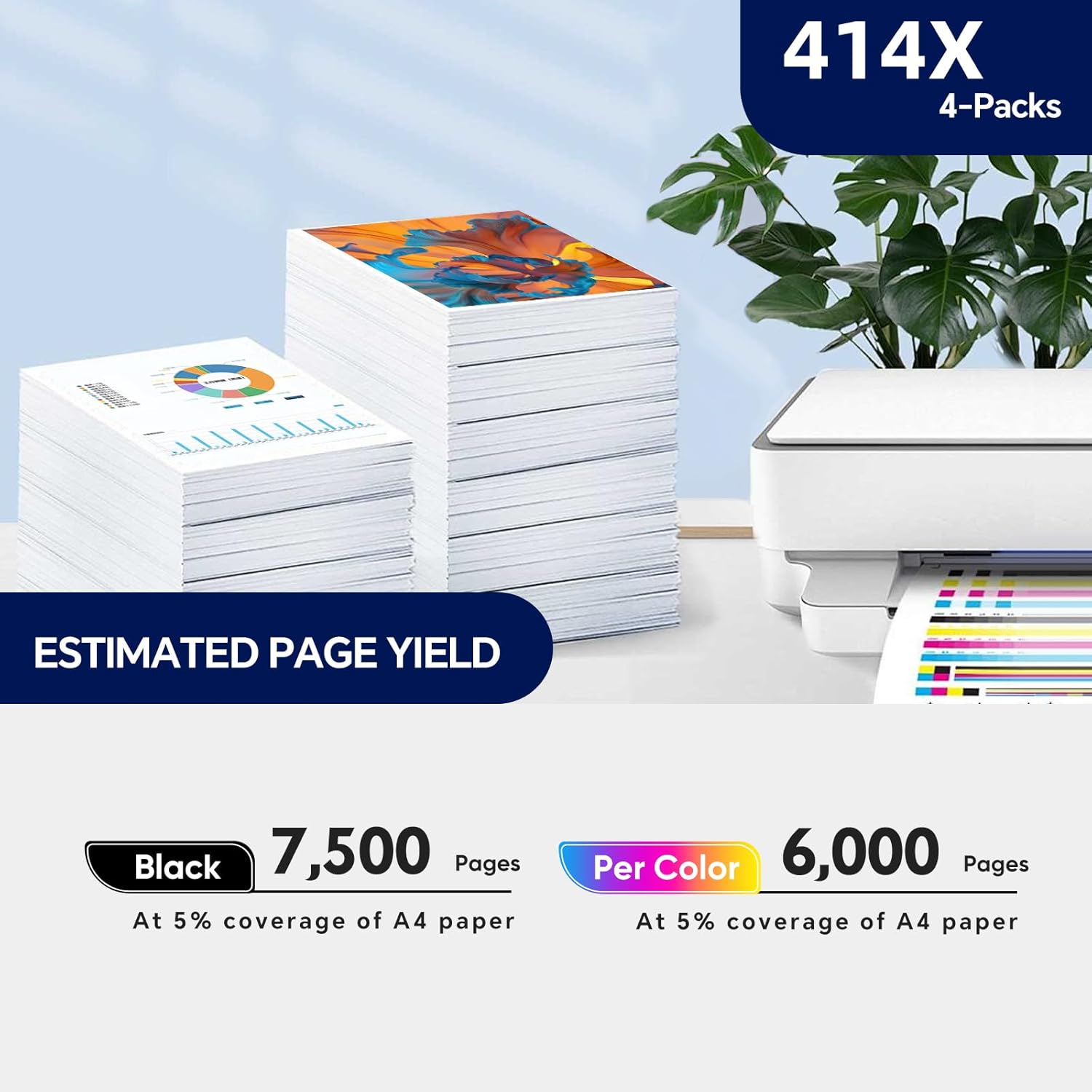 414X Toner Cartridges High Yield (with Chip) Compatible with HP 414X 414A Toner for HP Color LaserJet Pro MFP M479fdw M479fdn M454dw M454dn M455dn M480f M479 Printer|4Pack(Black Cyan Yellow Magenta)