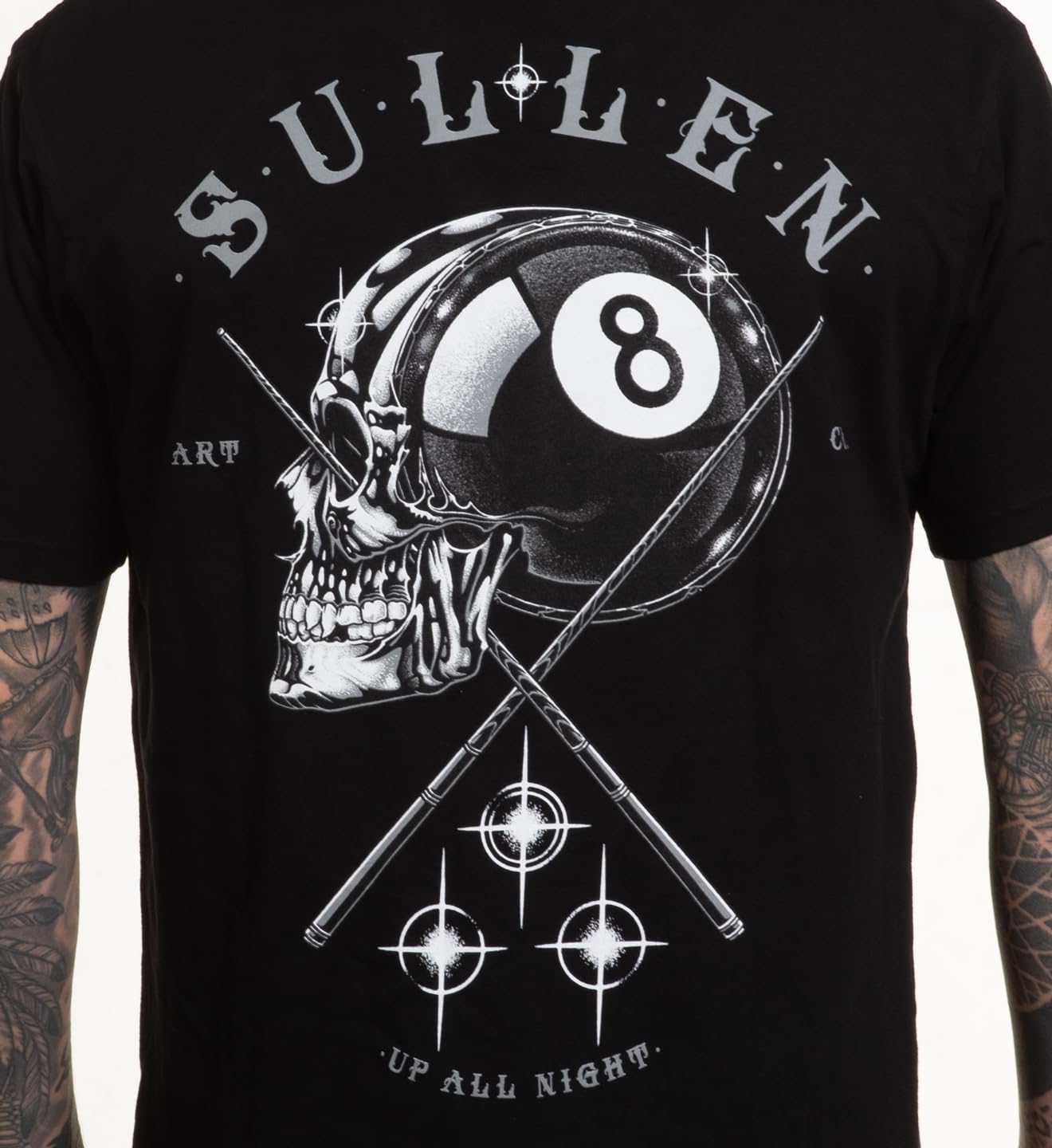 Sullen Men's Tragic Eightball Artist Series Tattoo Lifestyle Graphic Premium Short Sleeve Tee Black