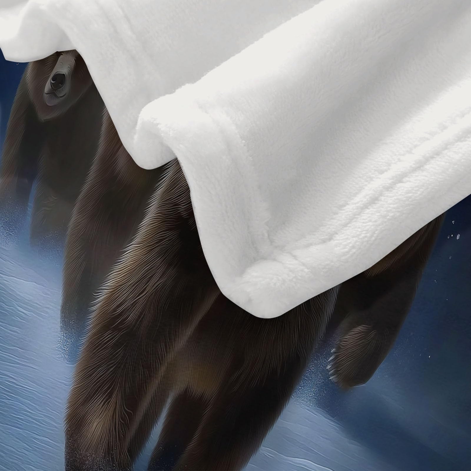 Genérico Granatowy niebieski koc na sofę śnieg Fantasy niedźwiedź zwierzęta koc na łóżko miękki ciepły polar flanelowy dla dziewcząt i chłopców - przytulny i lekki na wszystkie pory roku, 150 x 200 cm