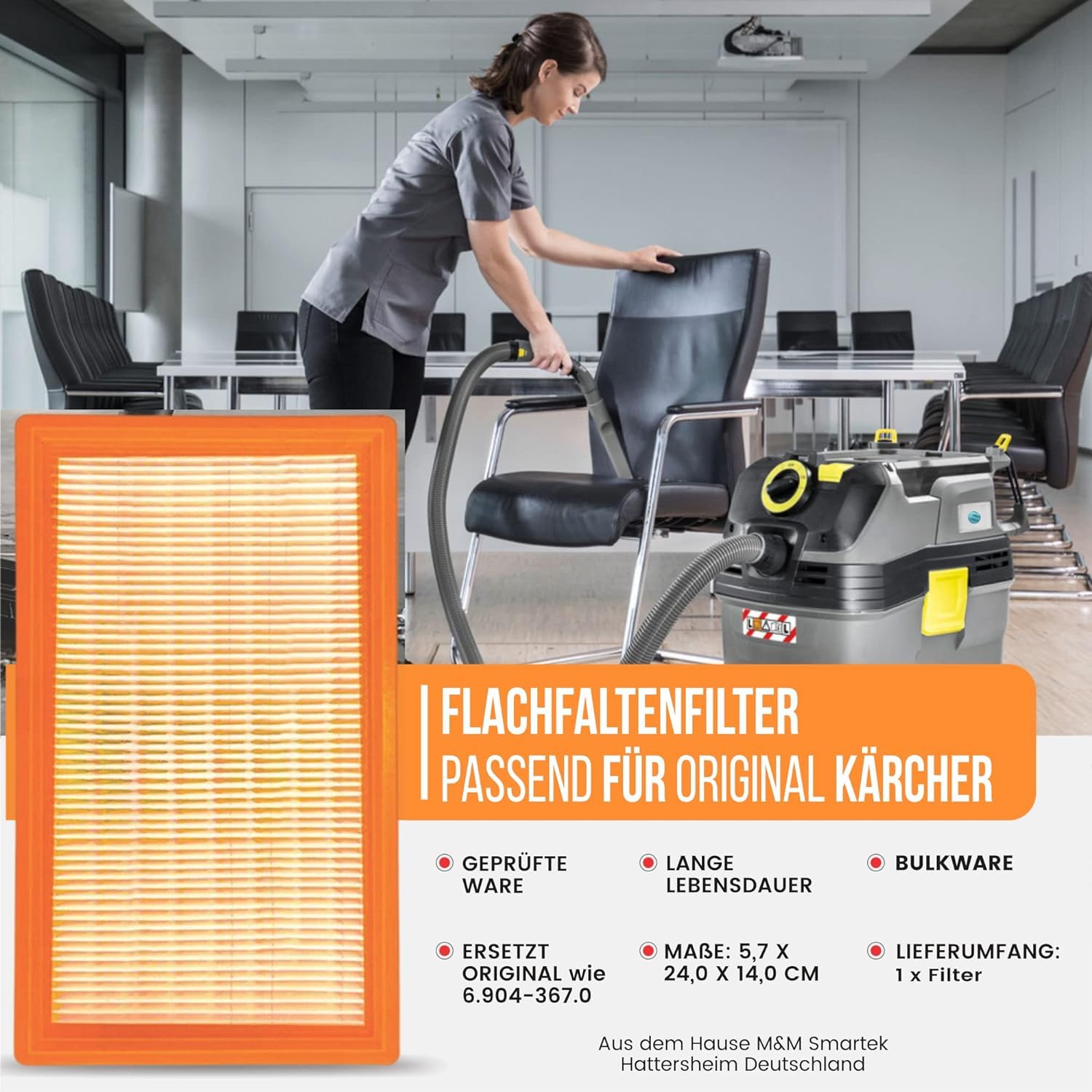 M&M Smartek 5x filtry płaskie do Kärcher NT25/1-NT55/1, ref. 6.904-367.0 | Filtr zamienny pomaga utrzymać wydajność urządzenia; przed zakupem sprawdź model, numer referencyjny, wymiary i montaż.