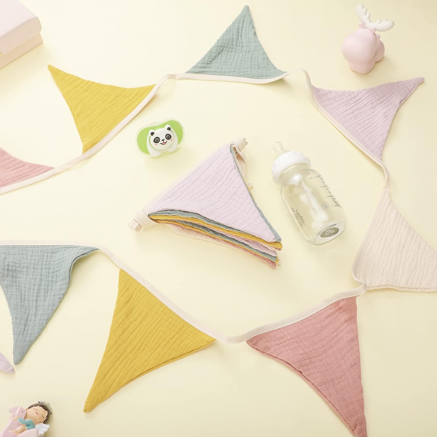 Guirlande De Fanions En Mousseline De Coton Pour Chambre Bébé - Décoration Murale Douce 2,4 M