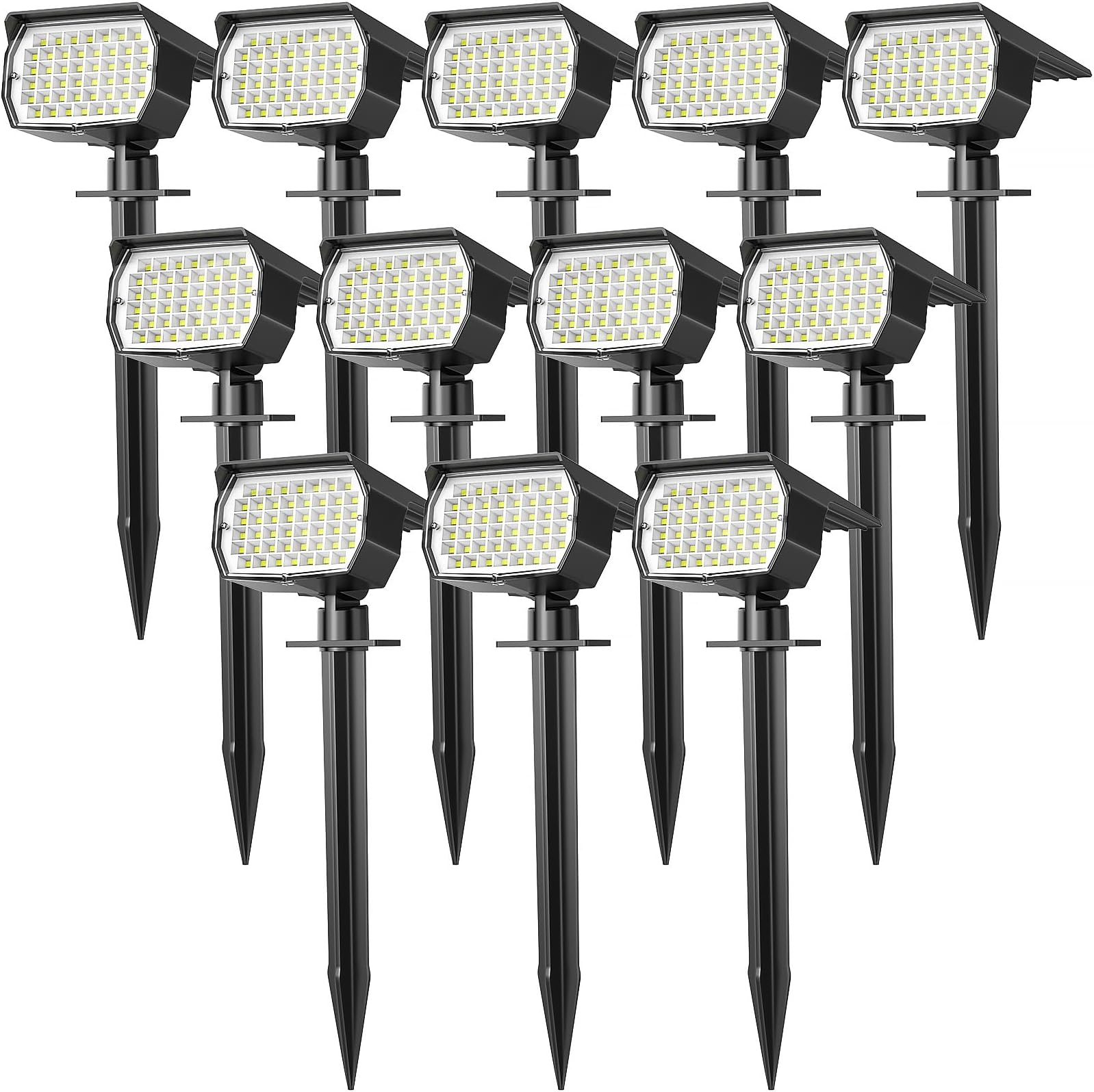 WENATY Solar Spot Lights Outdoor Waterproof IP65, 12 Pack Landscape Spotlights with 46 LEDs, 3 Modes Auto On/Off Solar Powered Flood Lights for Outside Pathway, Yard, Garden, Walkway (Cool White)