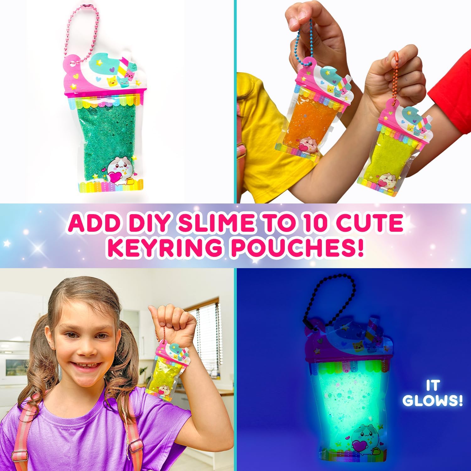 GirlZone My Cutie Pie Slime Kit, Fun Slime Making Kit for Girls to Make Butter Slime and Slime for Girls Keychains, Sensory Slime Kits for Girls