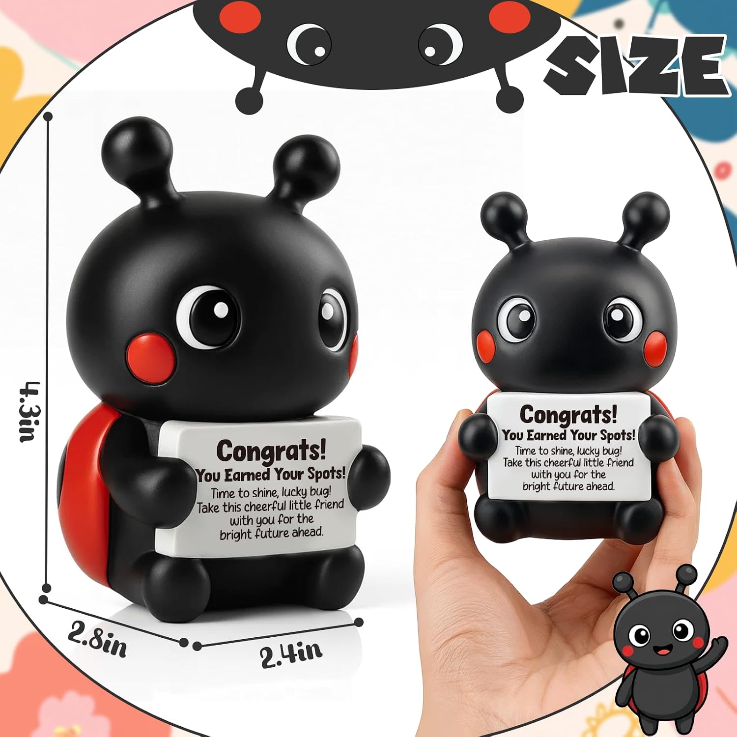 Cute Ladybug Figurine Graduation Gifts 2026 for Her Him - Congratulation Keepsake for Daughter, Best Friend, Coworker, Inspirational New Job Promotion Gift, Cute Office Accessories image 2