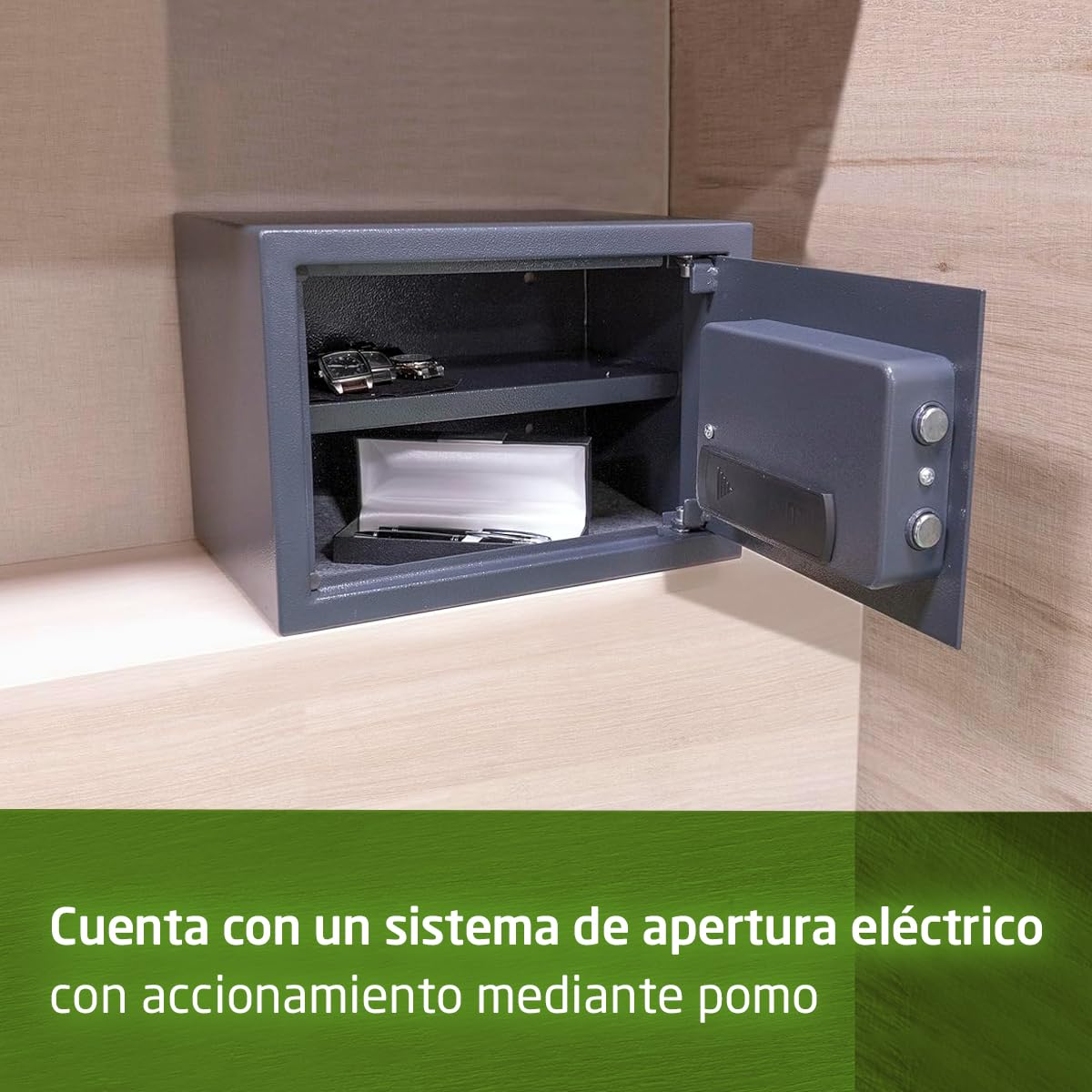 Amig - Caja Fuerte con Código - Caja de Seguridad de Sobreponer - Acero - Camuflada - Ideal para Casa - Protección de Dinero y Joyas de valor - 31 x 20 x 20 cm