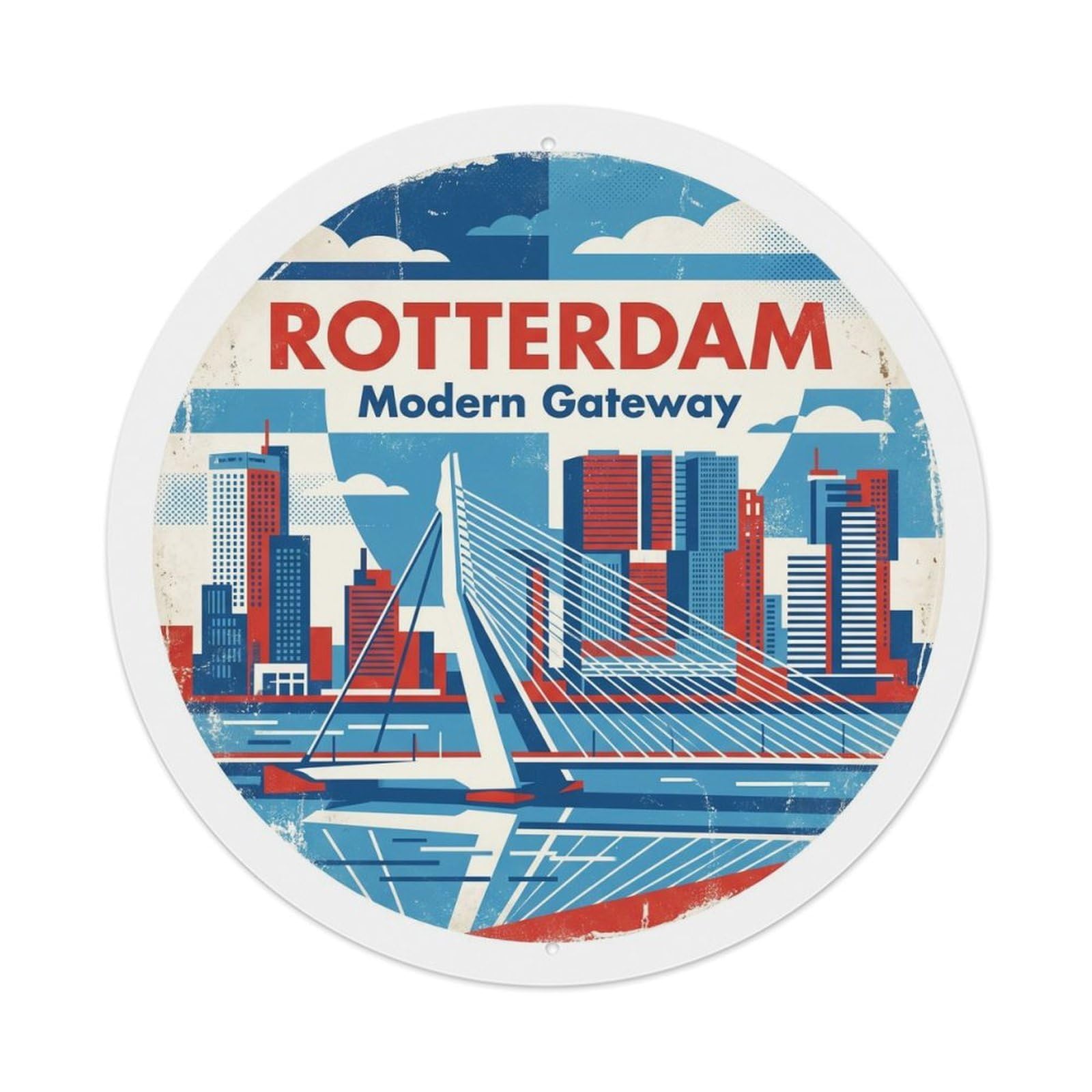 Vintage Travel Rotterdam Netherlands Modern Metal Tin Sign